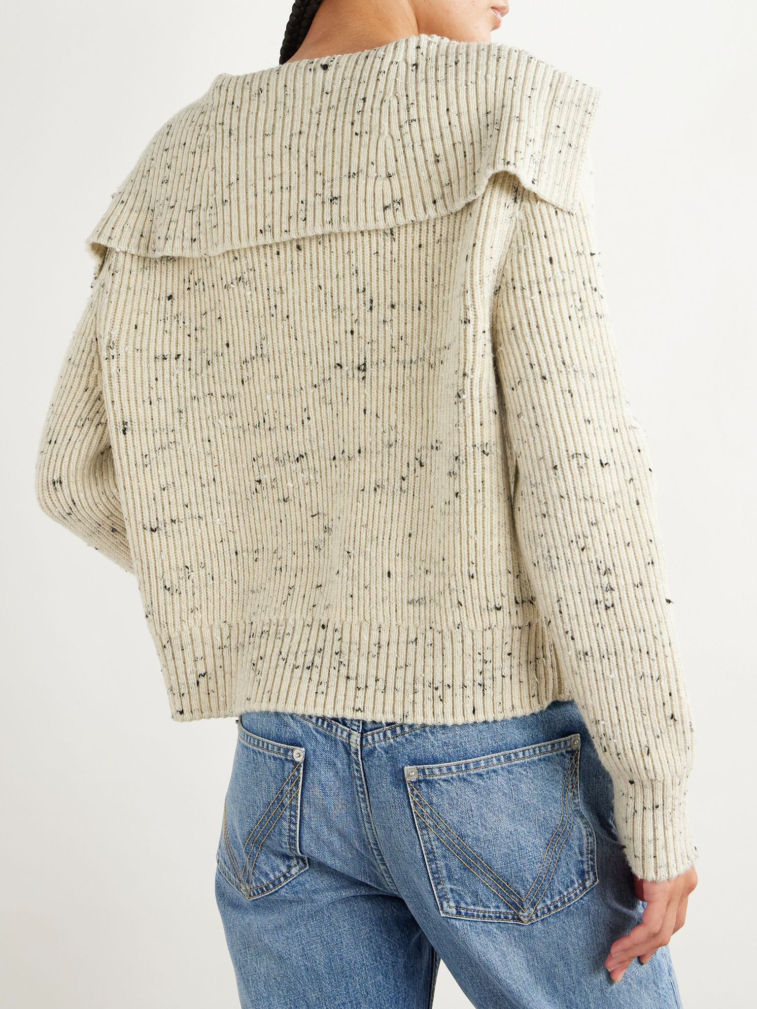 Ribbed wool-blend cardigan White - 3
