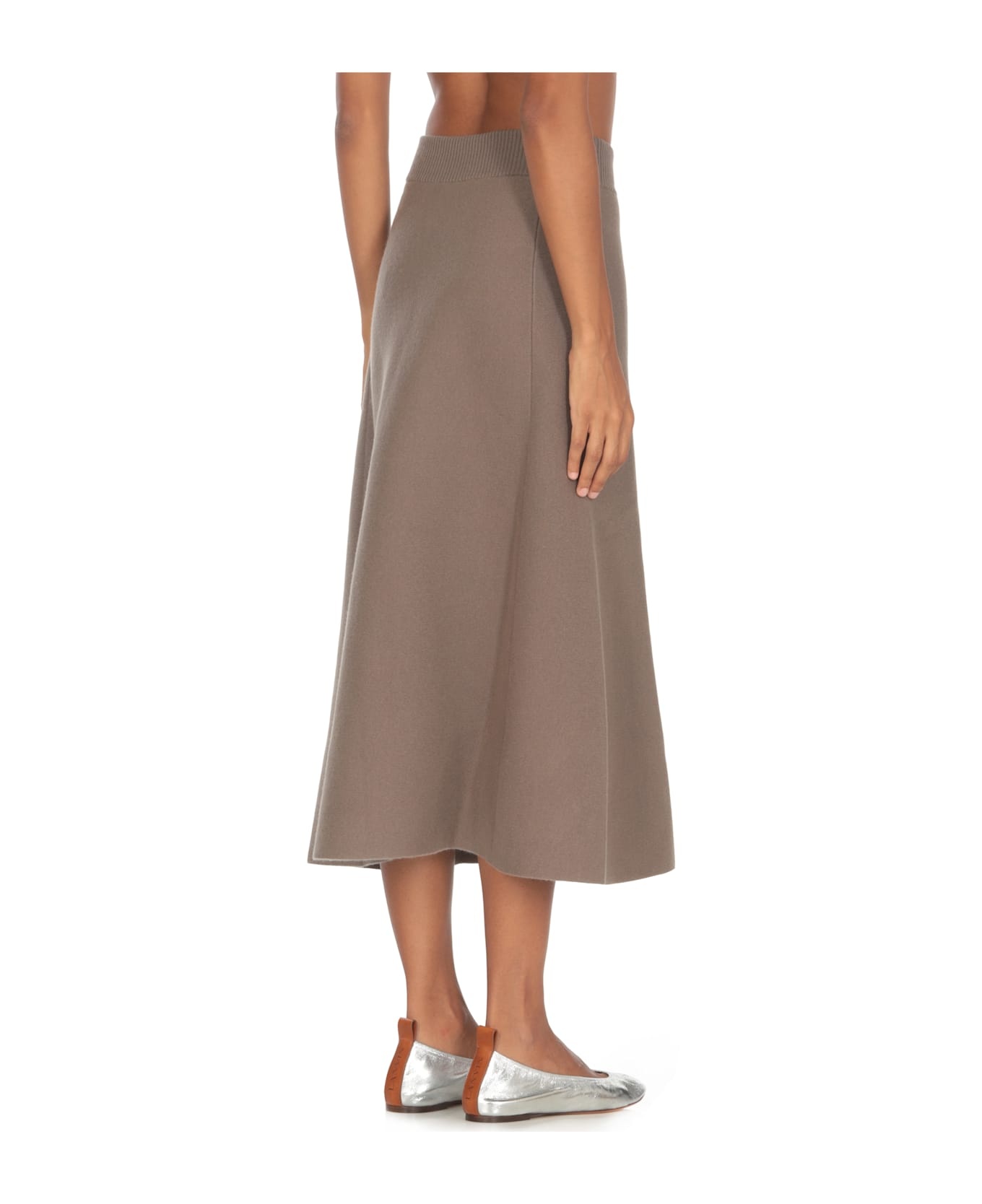 Beige Wool Blend Skirt - 4