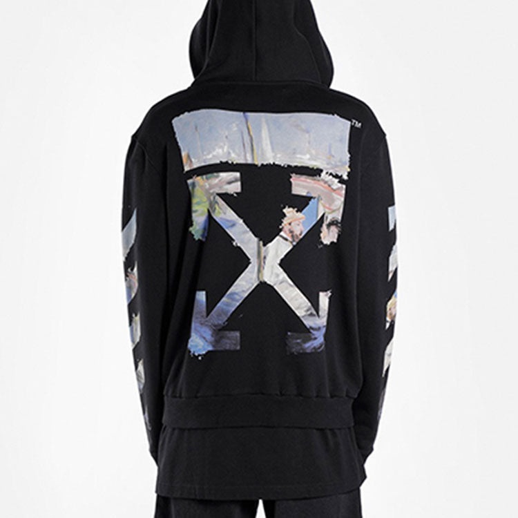 Men's Off-White Painting Printing Arrow Pattern Zipper Classic Black OMBE001G20FLE0011088 - 4