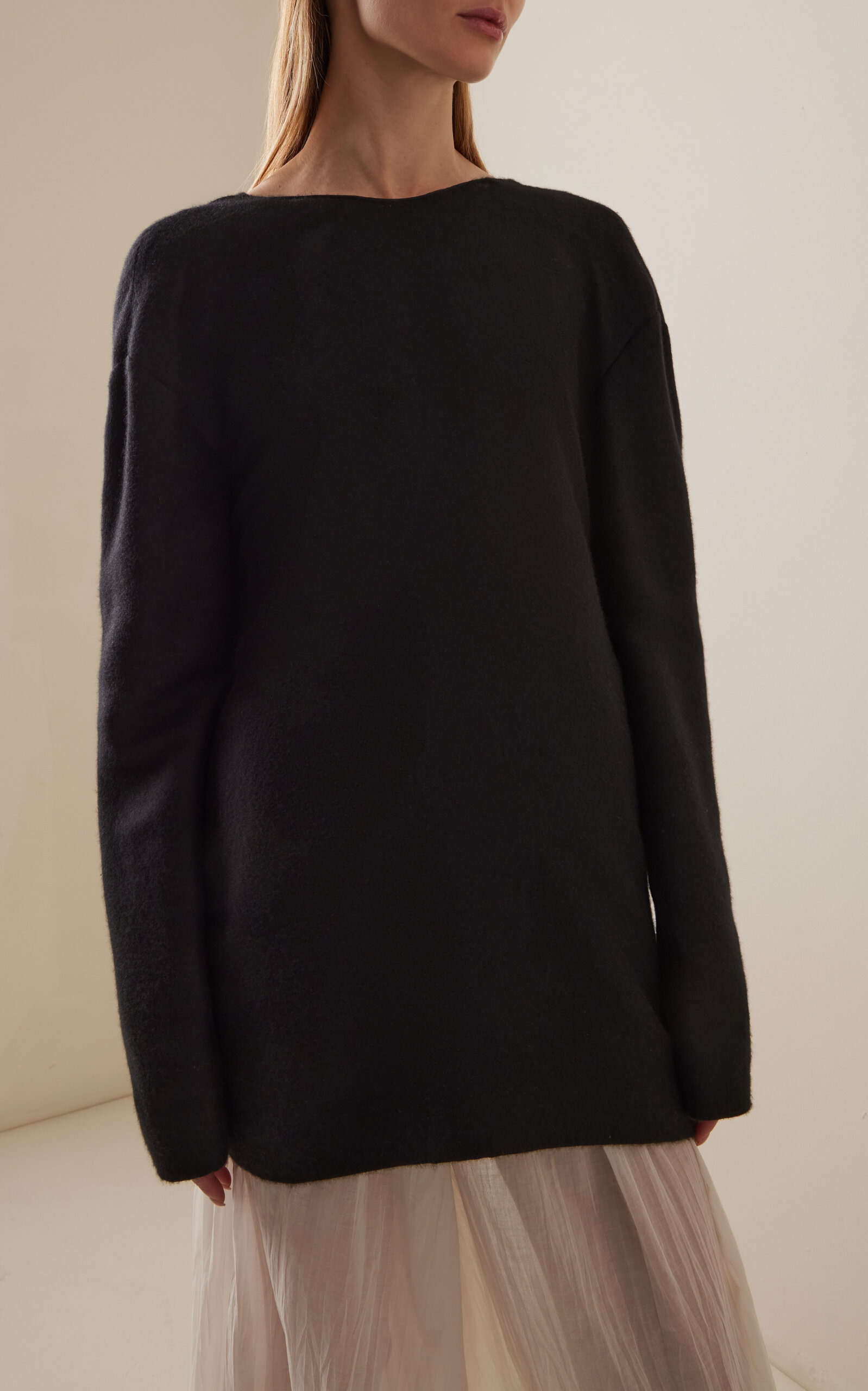 Guri Tie-Detailed Cashmere-Silk Sweater black - 2
