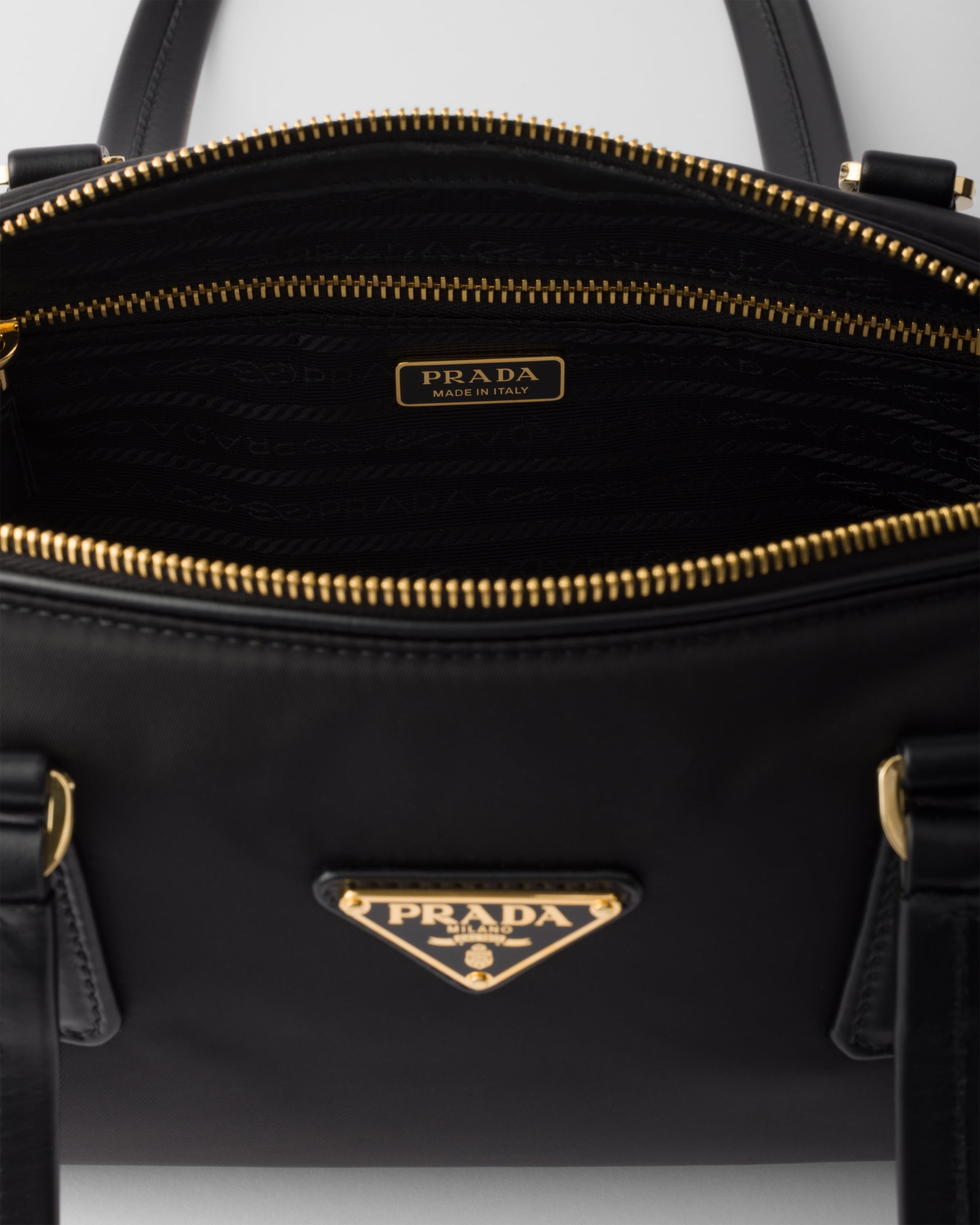 Re-Nylon and leather medium top-handle bag - 4