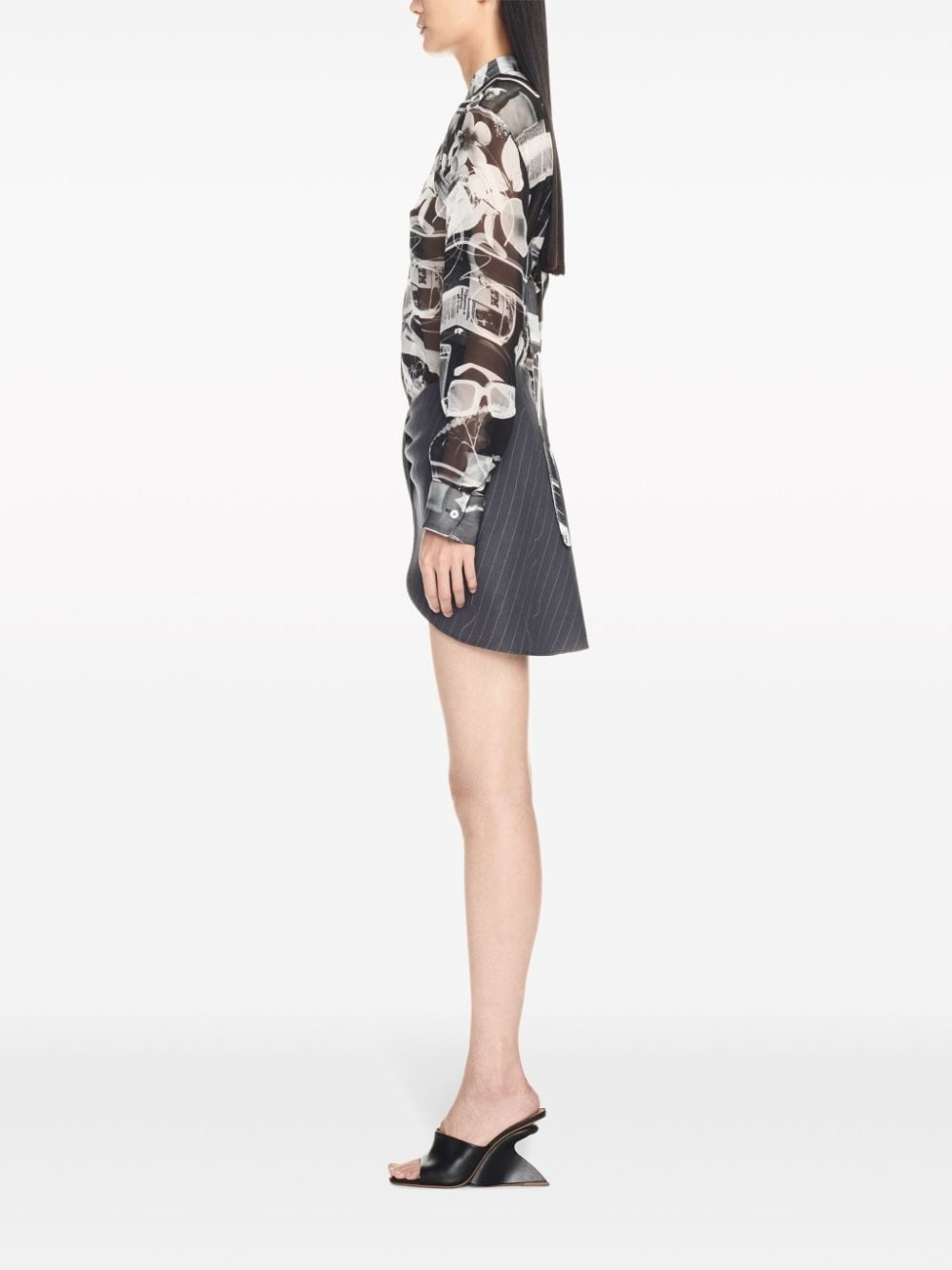 pinstripe draped miniskirt - 3