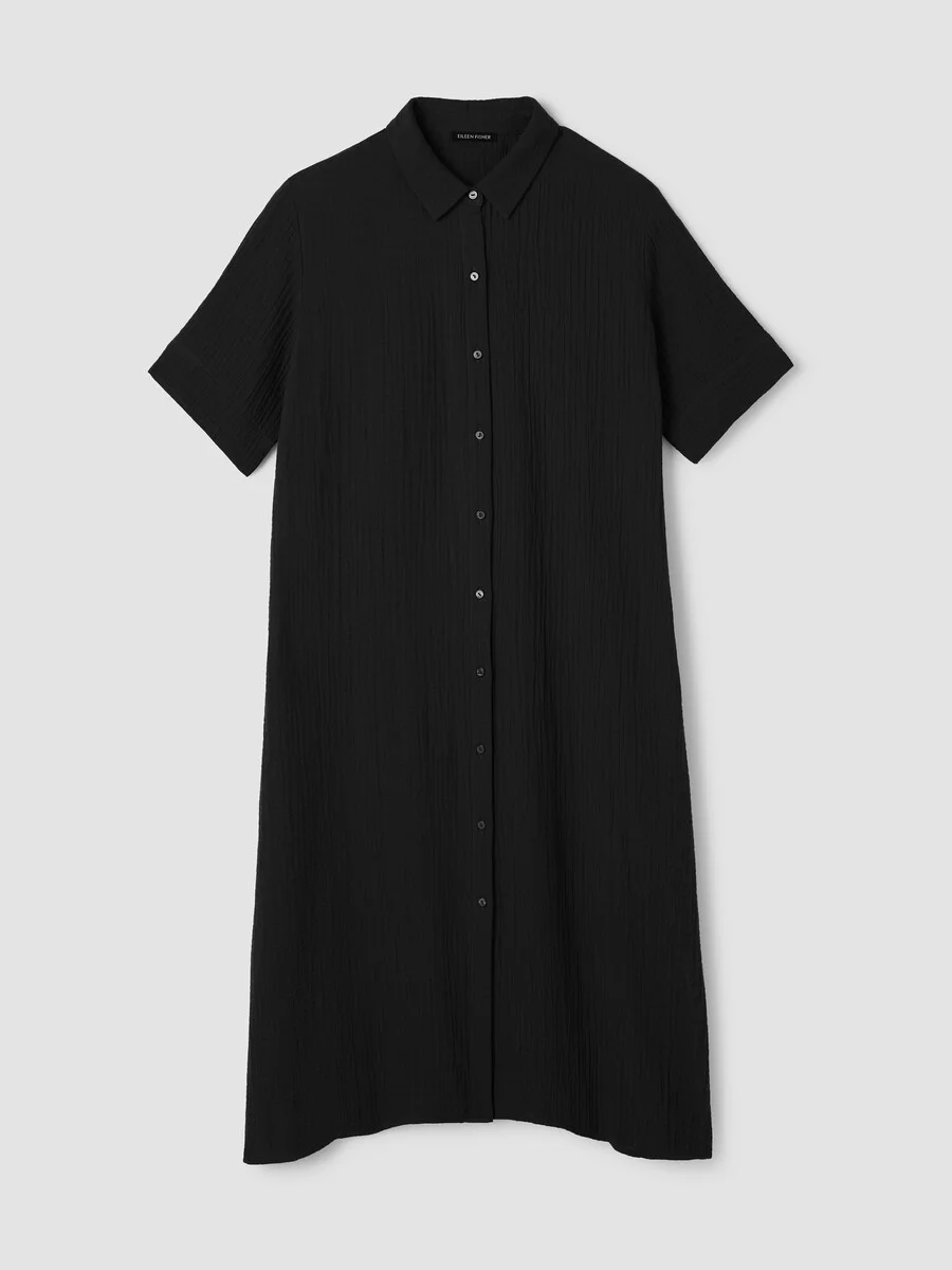 Organic Cotton Lofty Gauze Classic Collar Shirtdress - 1