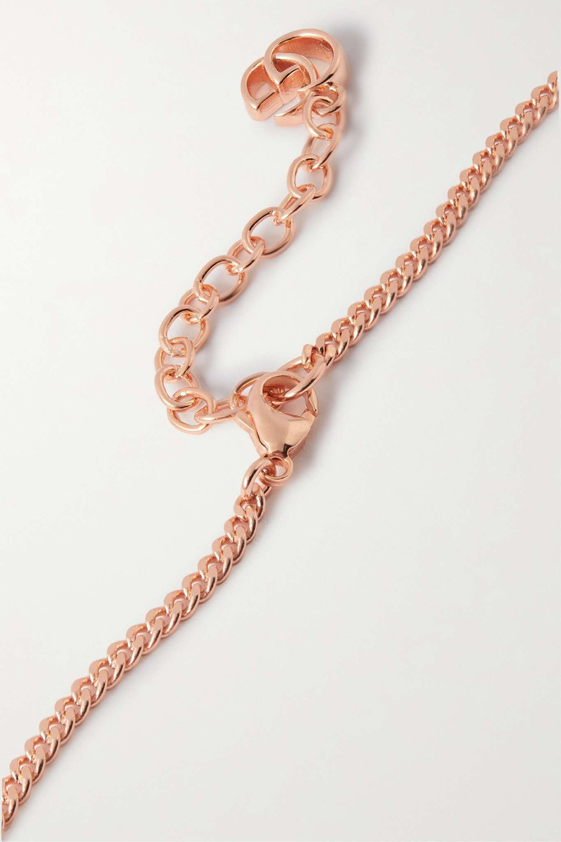 Rose gold-tone, crystal and faux pearl necklace 3