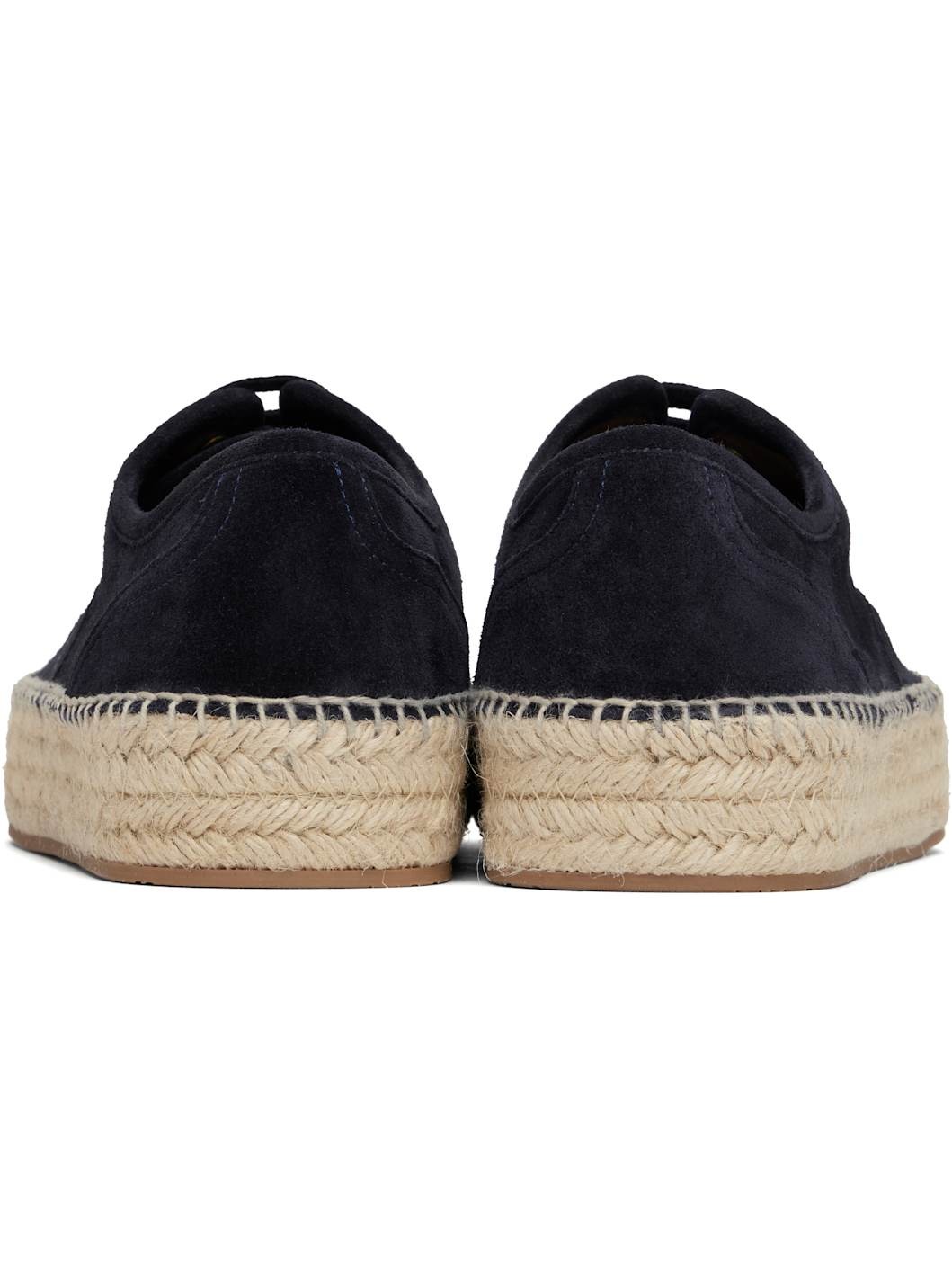 Navy Suede Lace-Front Platform Espadrilles - 2