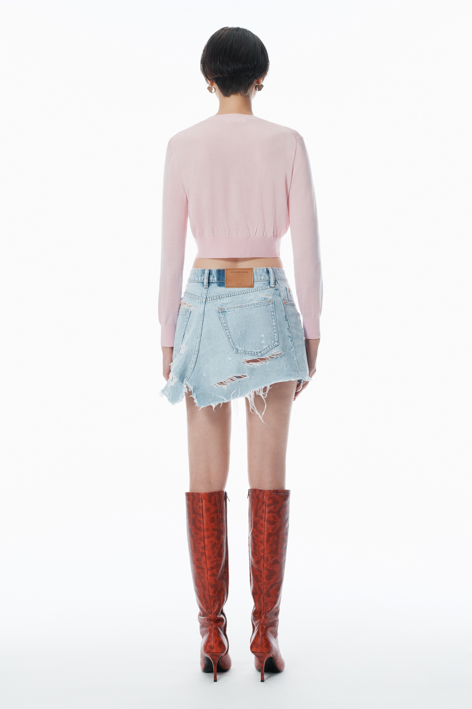 logo cropped cardigan in superfine merino - 4