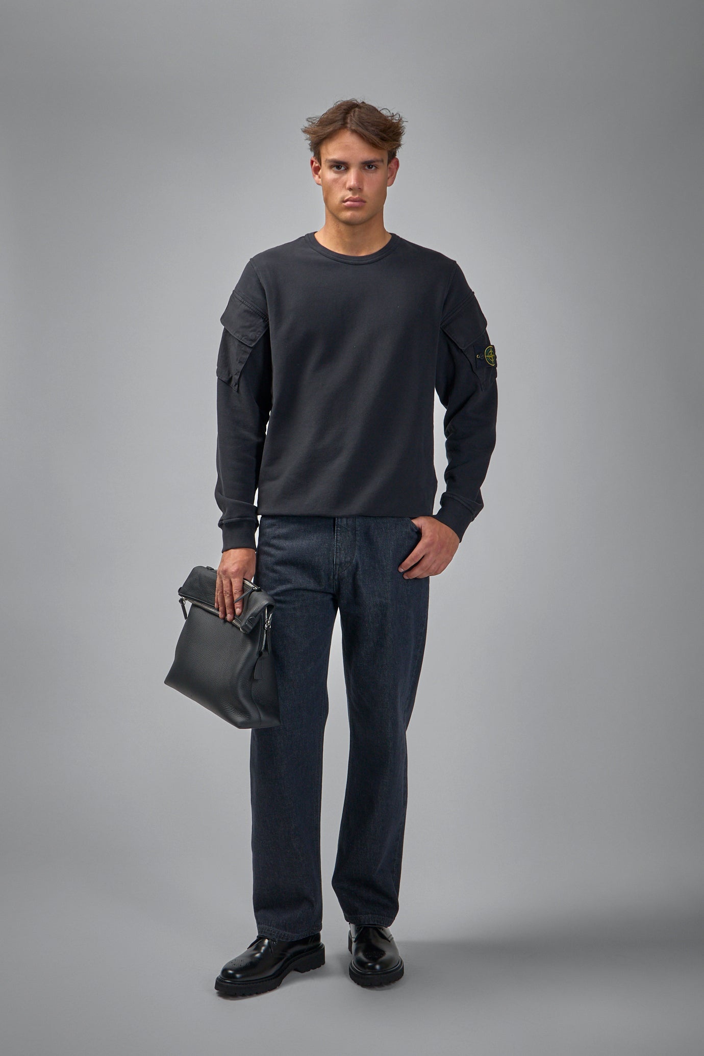 Crewneck Sweater with Pockets - 2