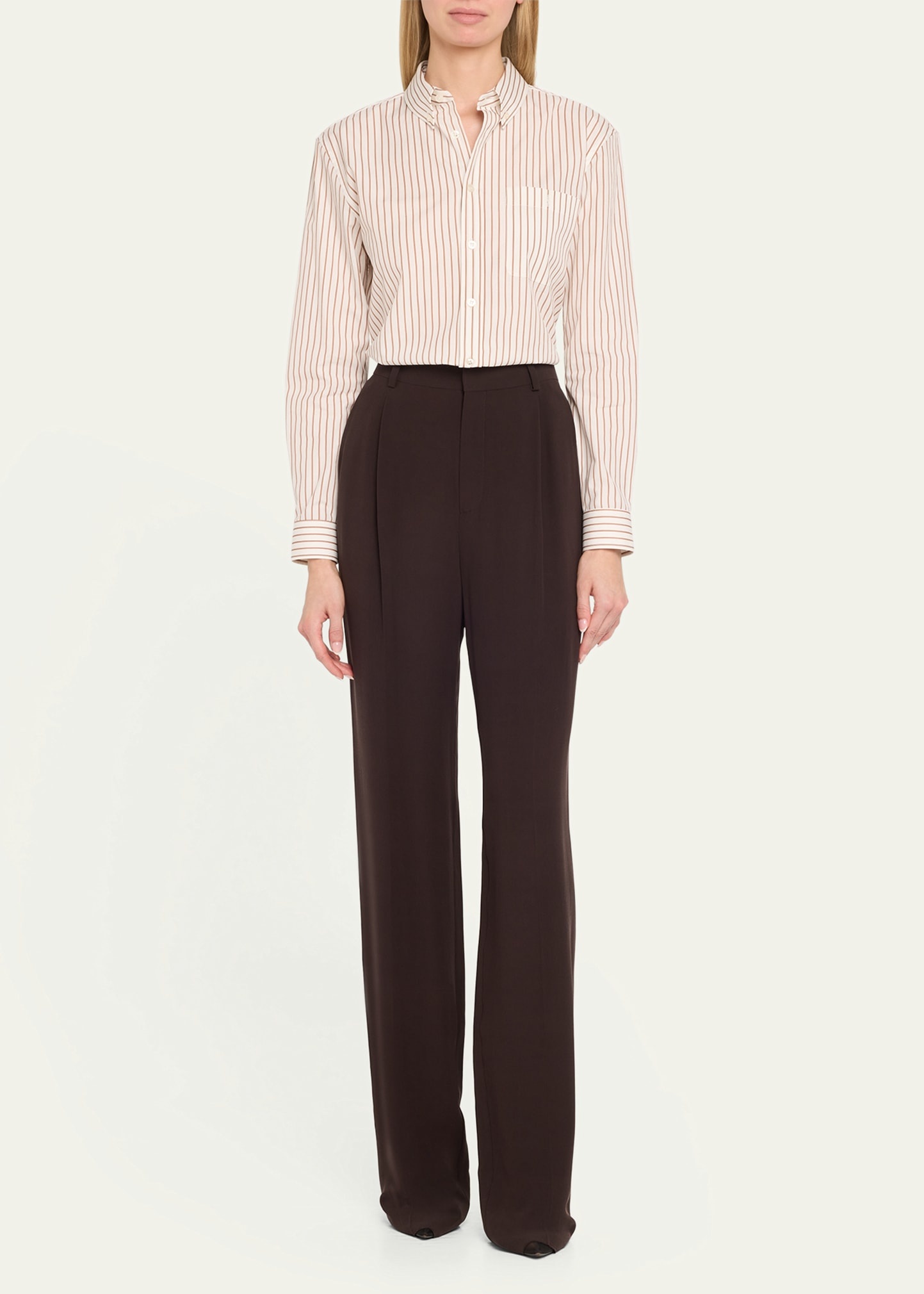 Shrunken Striped Button Down Shirt - 2