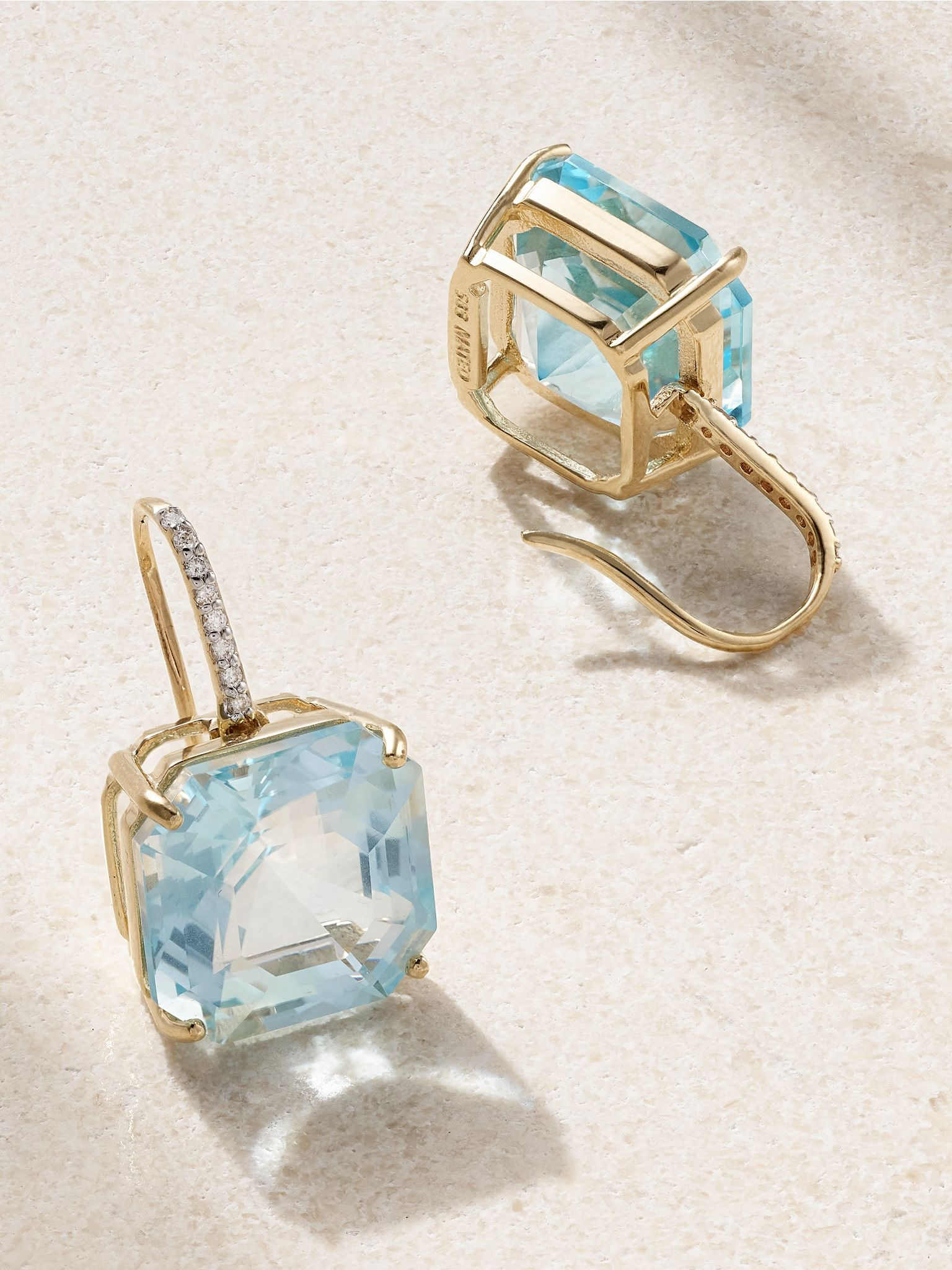 14-karat gold, topaz and diamond earrings Blue - 3