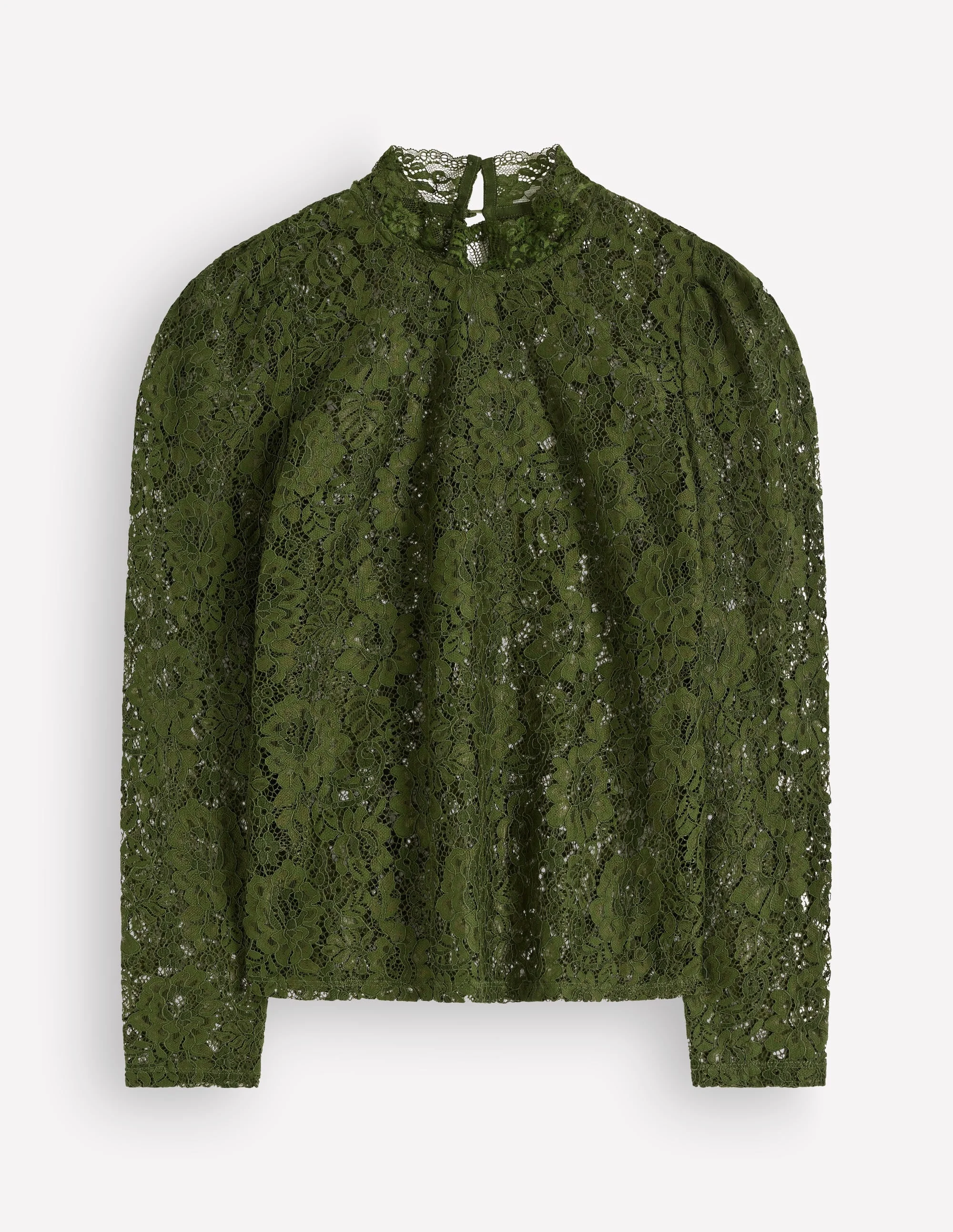 Lace Detail Top-Brunswick Green - 1