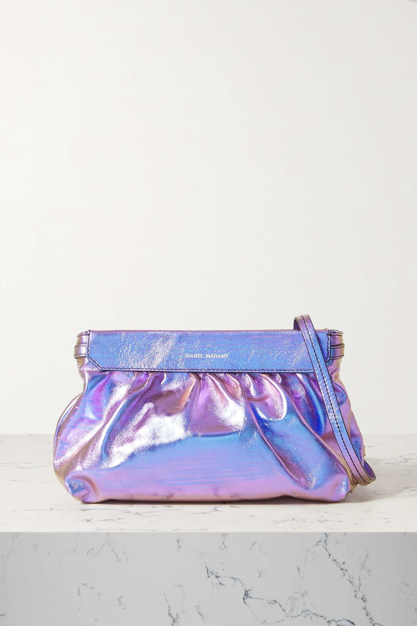 Luzes gathered iridescent leather shoulder bag - 1