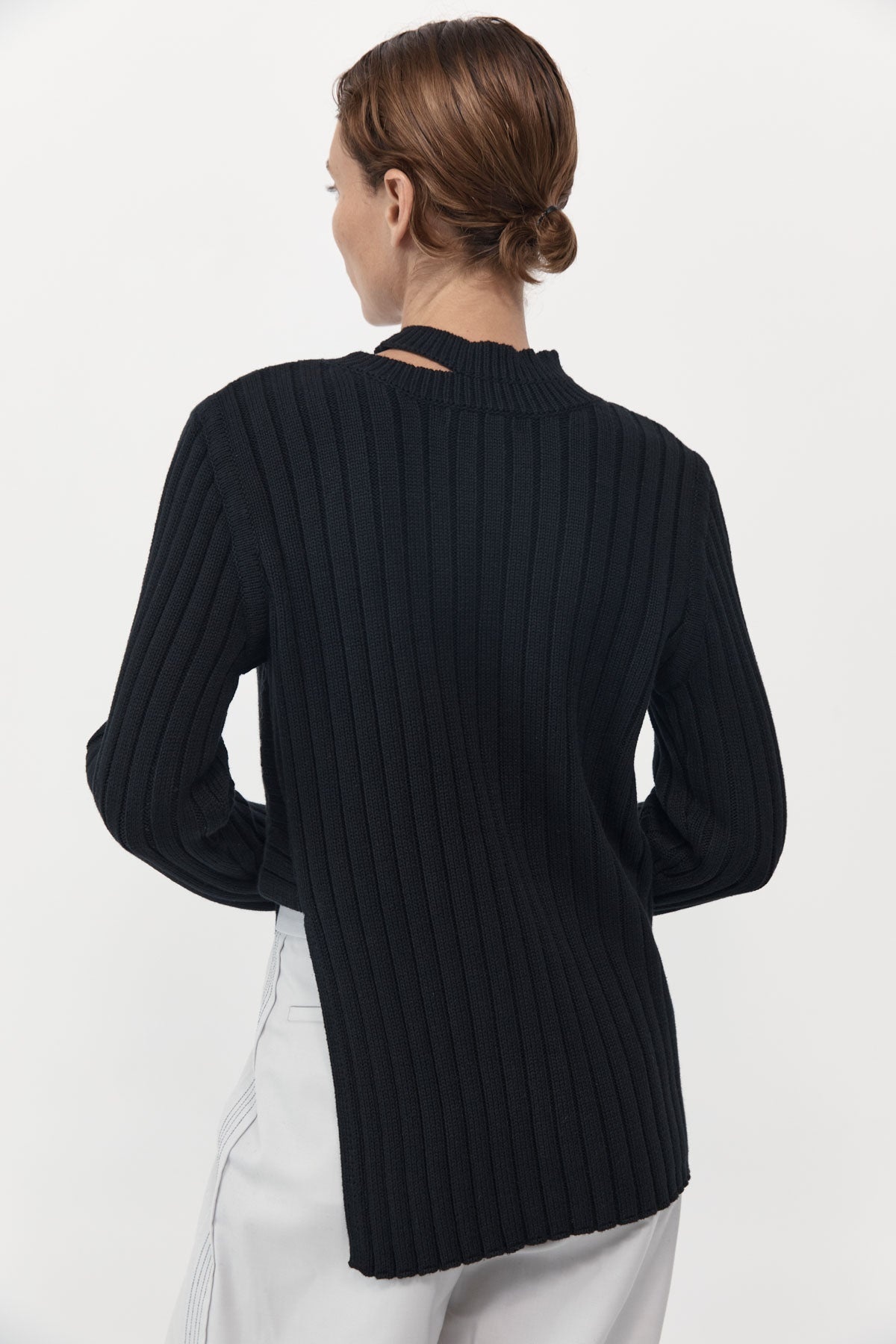 Deconstructed Rib Knit Jumper - Black - 3