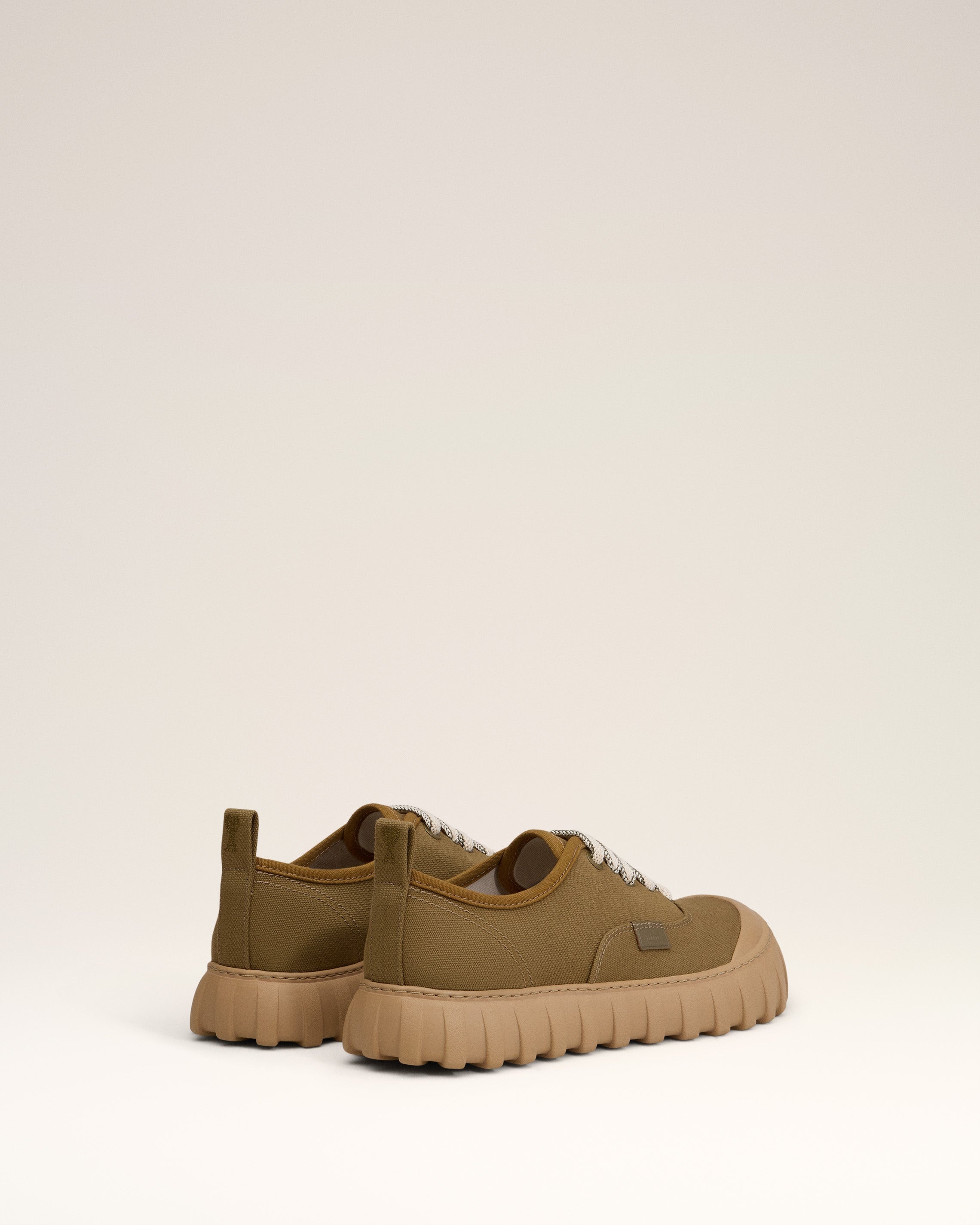 KHAKI COTTON LOW TOP TEMPO CANVAS SNEAKERS - 4