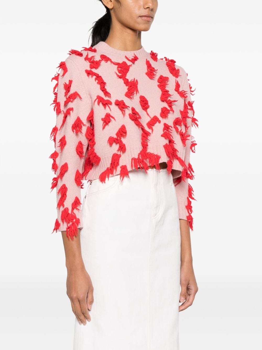 appliquÃ©-detail cropped wool top - 3