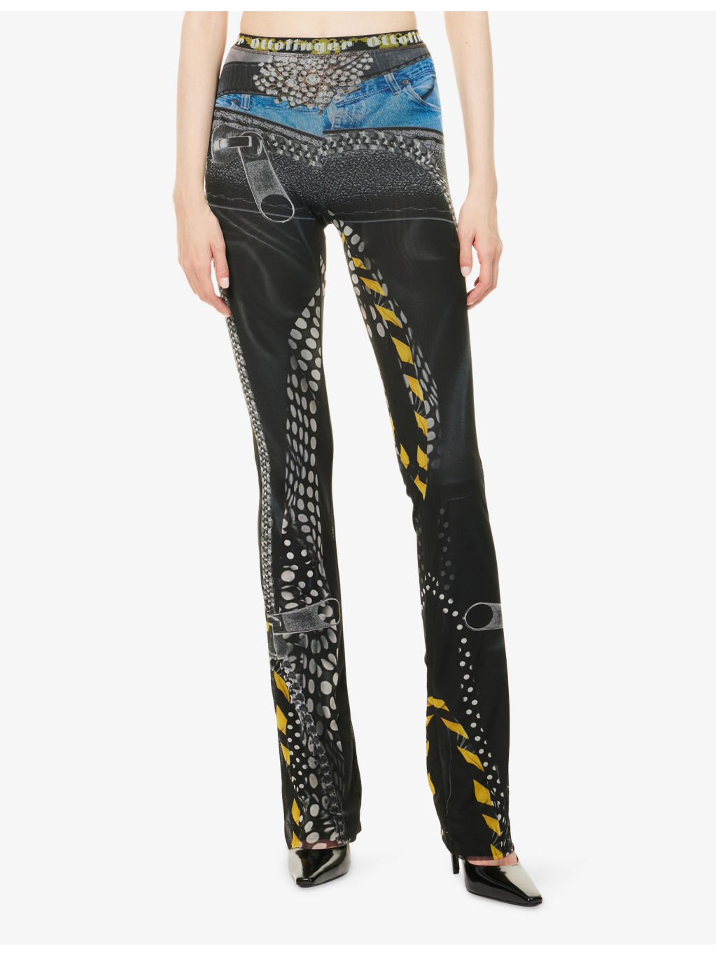 Polka-Dot Flared Stretch-Woven Leggings - 3