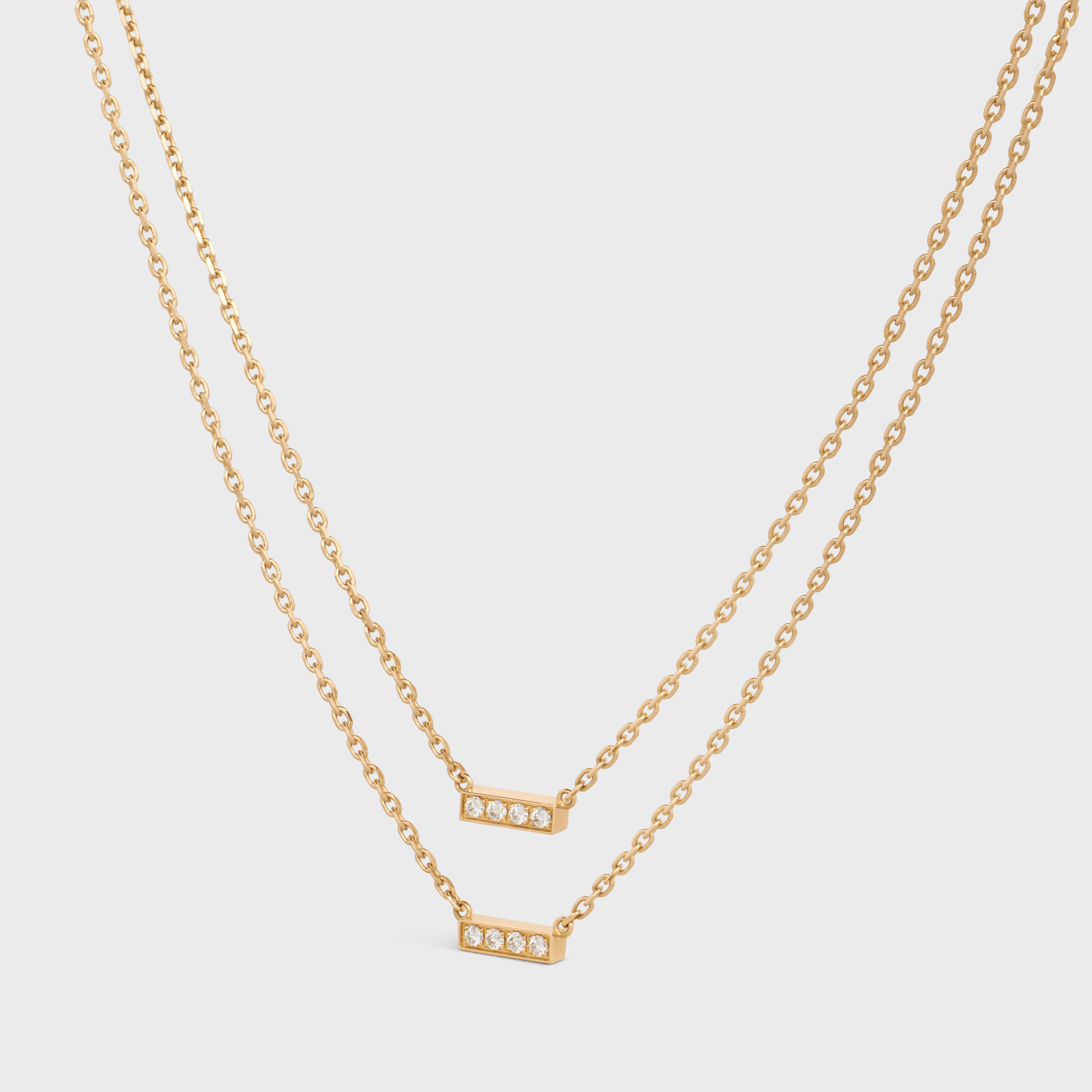 Celine Line Double Necklace in Yellow Gold and Diamonds - 2