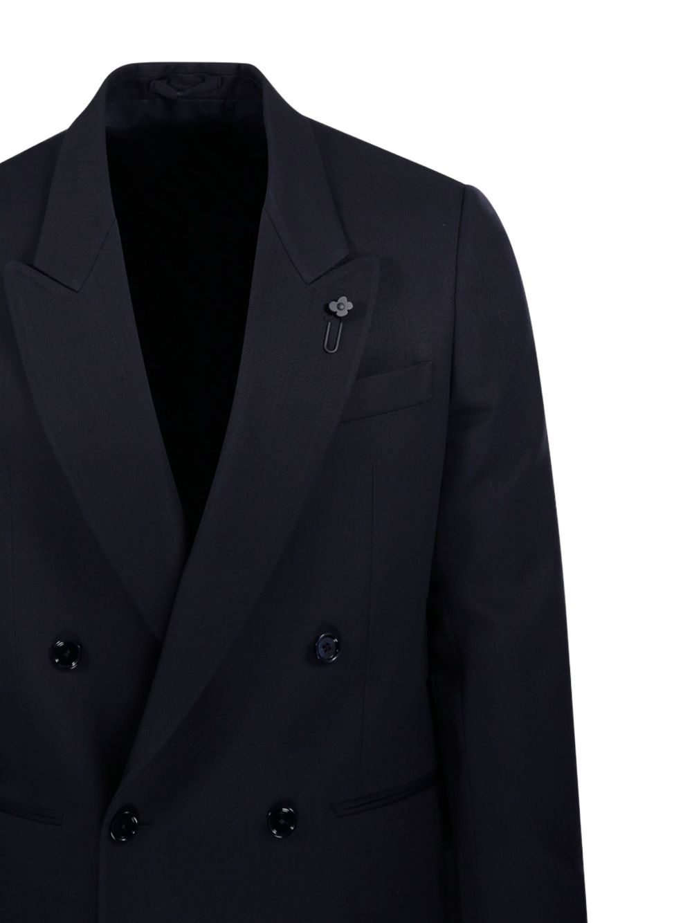 double-breasted flower-embellished blazer - 4