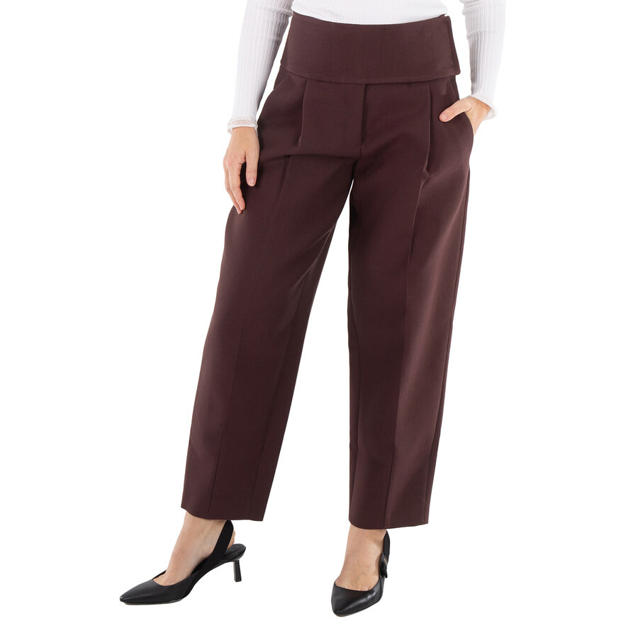 Jil Sander Ladies Plum Cropped Tapered Trousers, Brand Size 34 (US Size 2) - 3