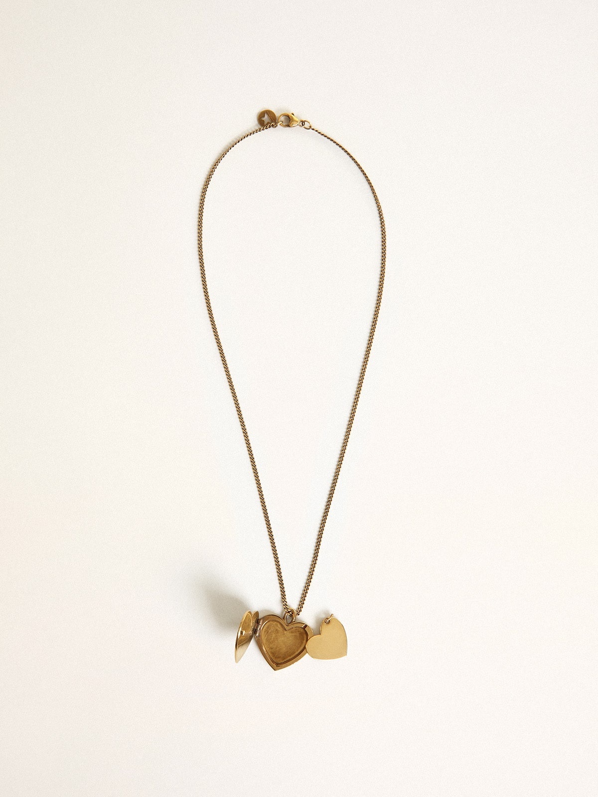 Necklace in antique gold color with heart charms - 4