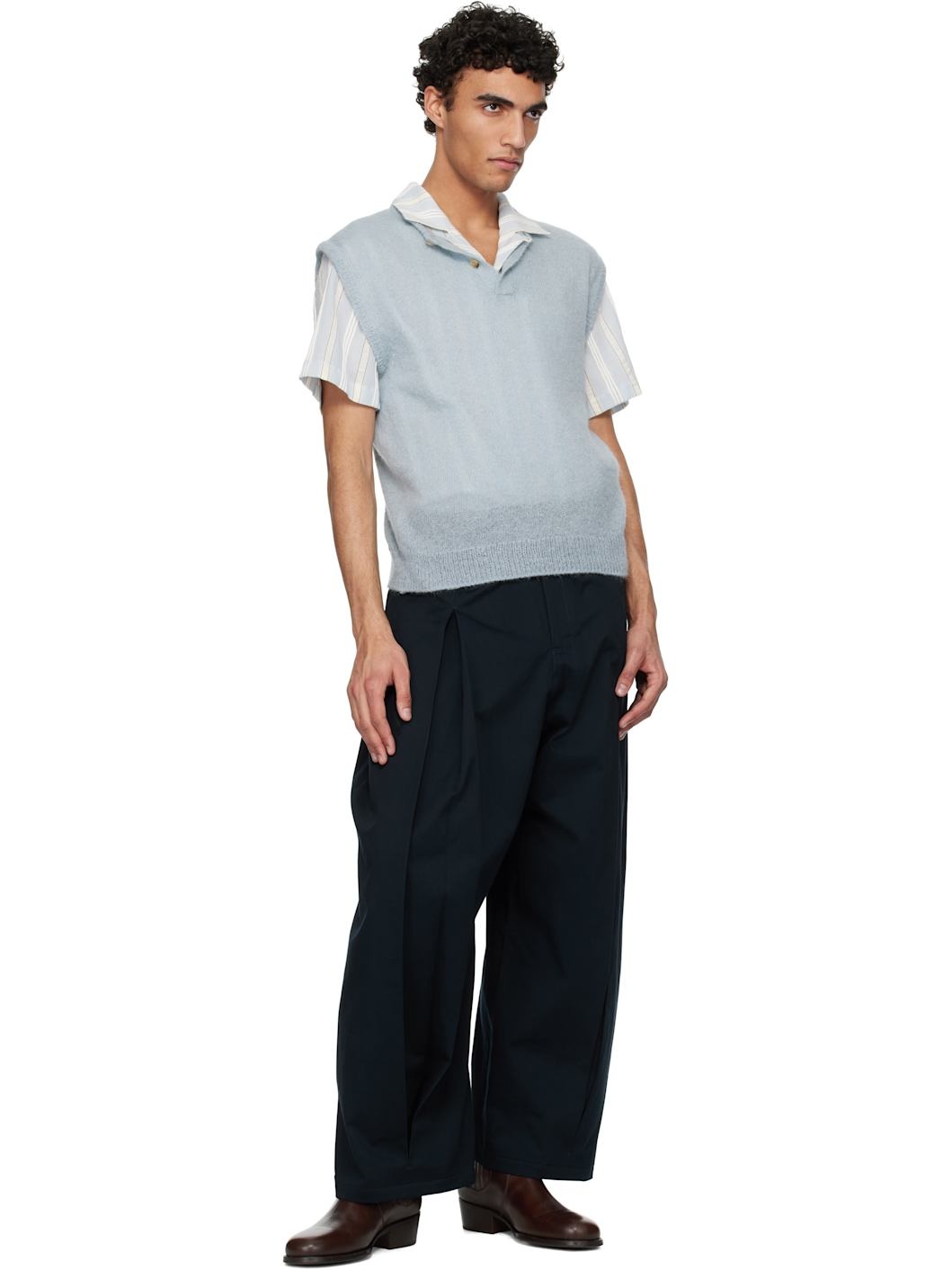 sage NATION Navy Box Pleat Trouser | REVERSIBLE