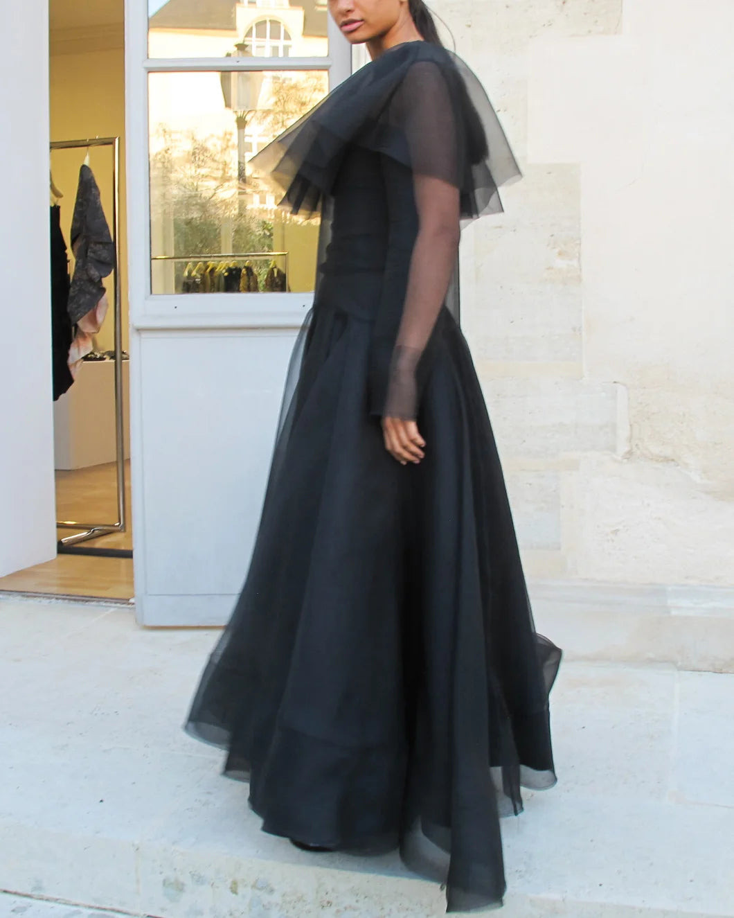TEXTURED ORGANZA LONG FULL CIRCLE DRESS - 2