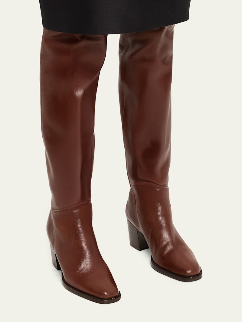 SAINT LAURENT Odeon Leather Over-The-Knee Boots outlook