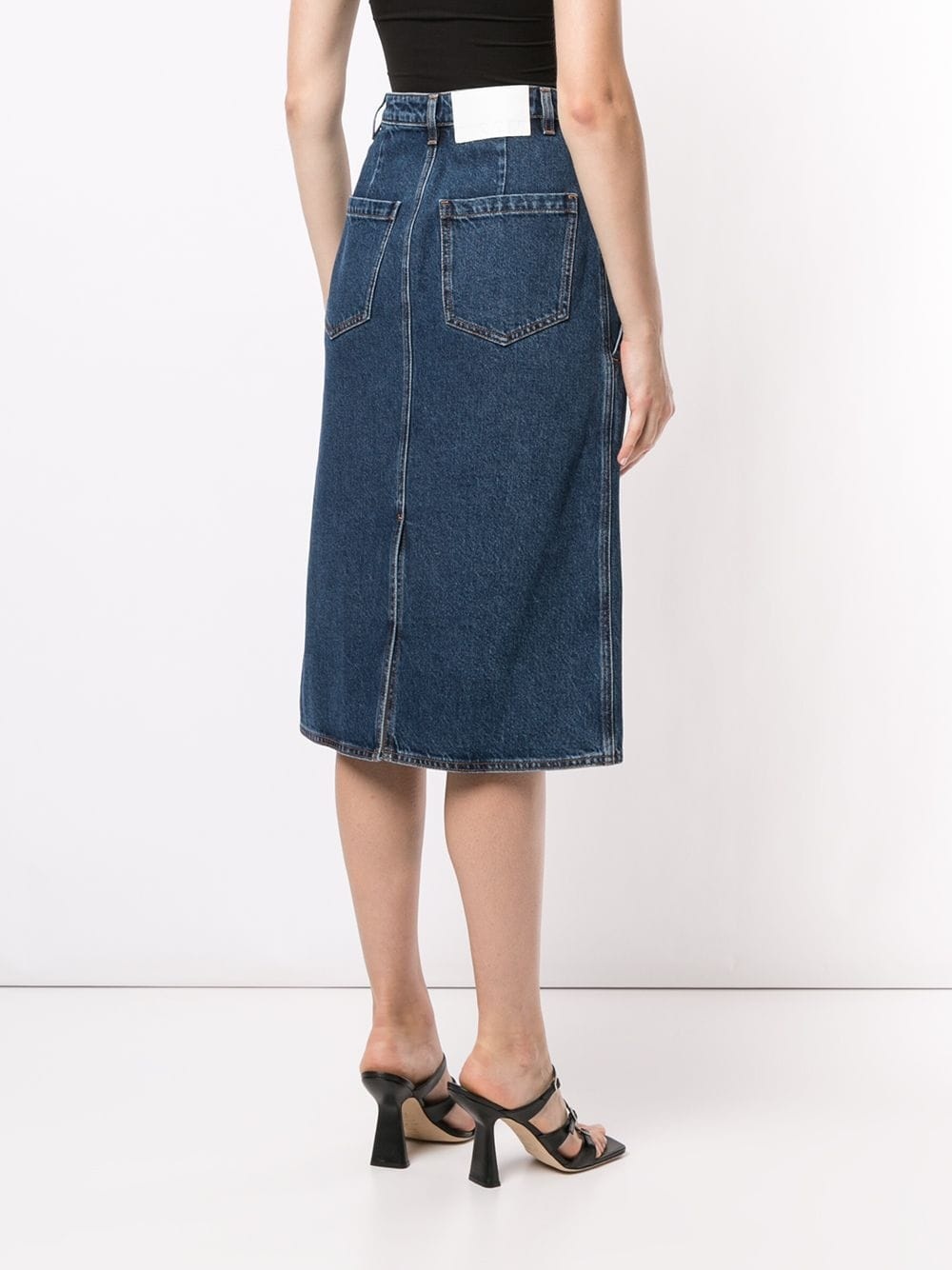 high-waisted panelled denim skirt - 4