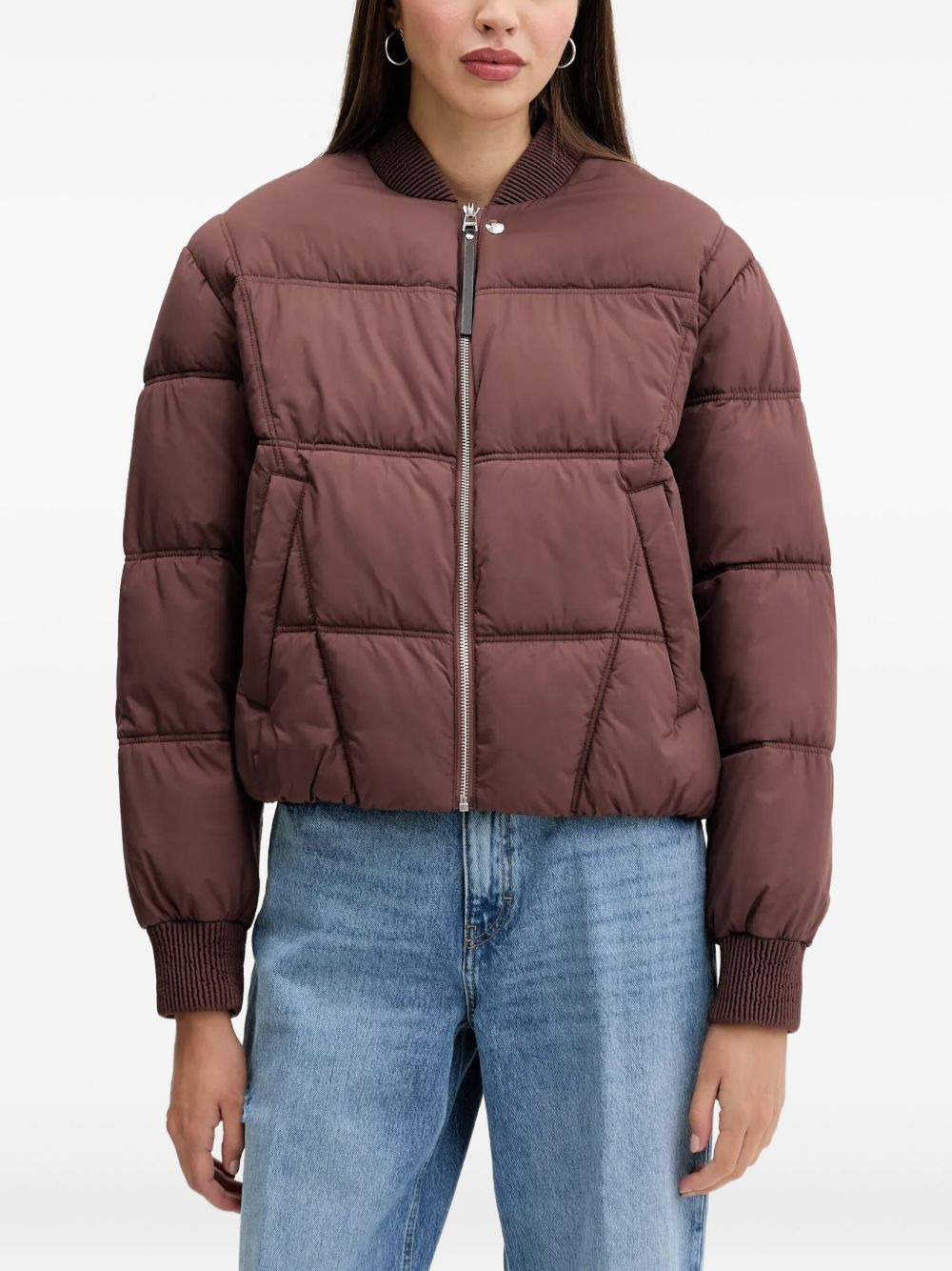 zip-fastening padded jacket - 1