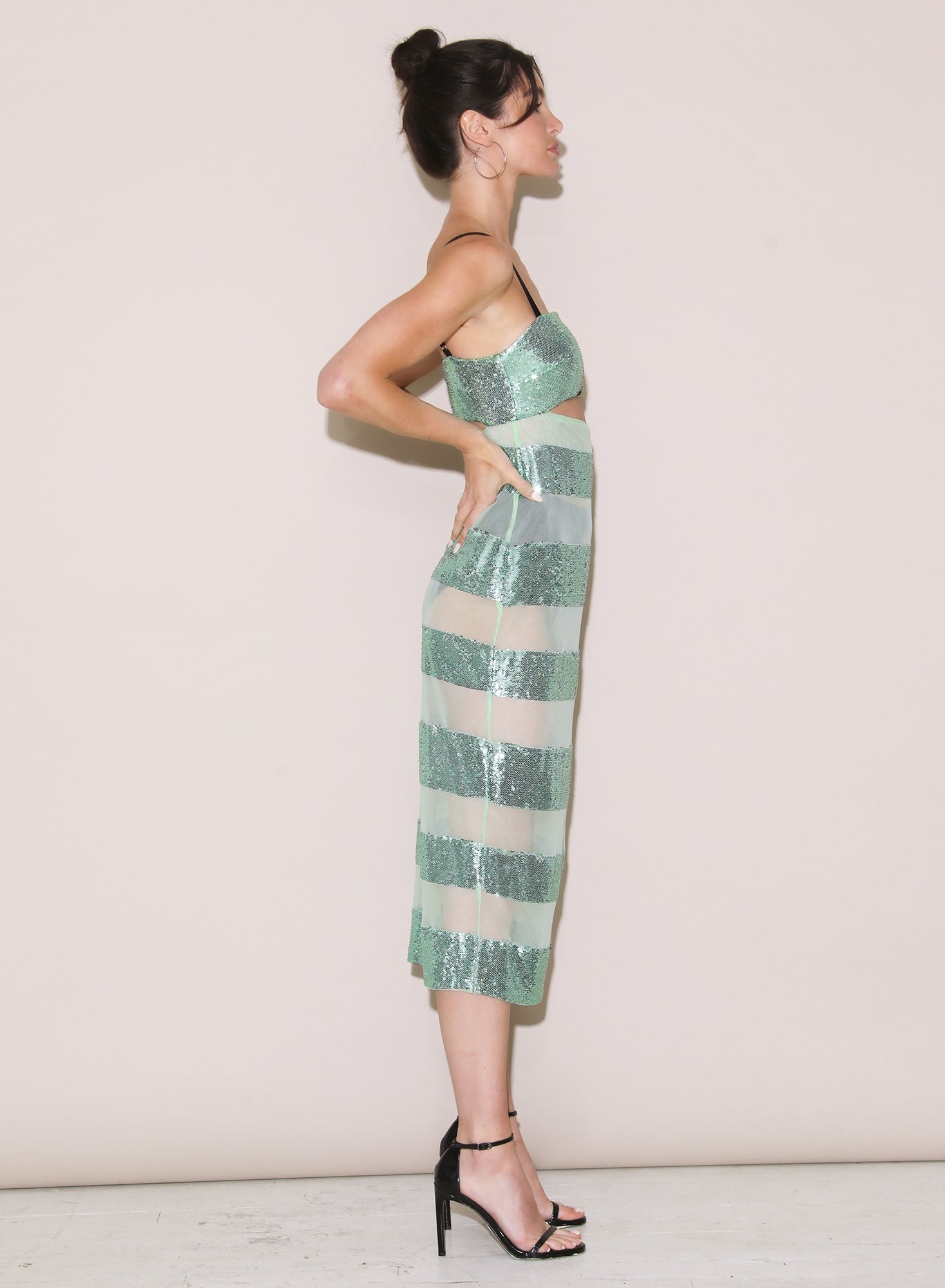 Sequin Stripe Midi Dress - 6