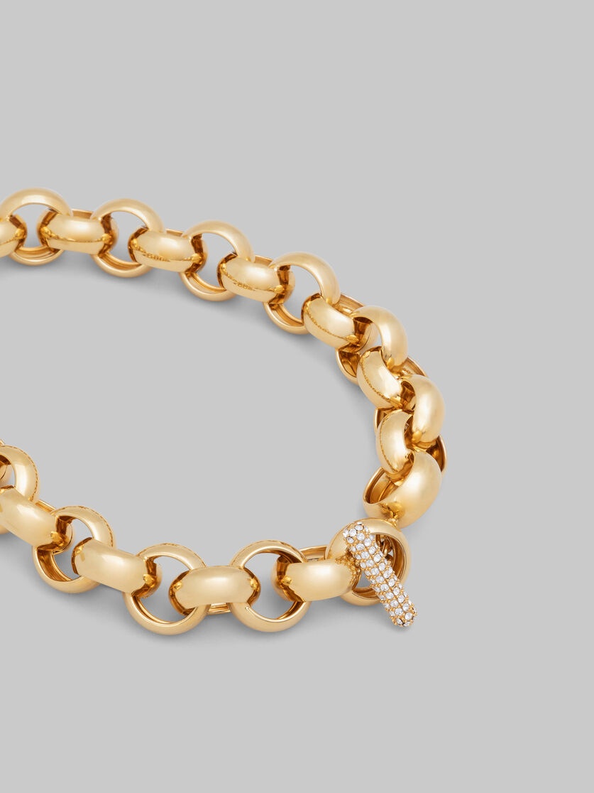 GOLD RING CHOKER WITH RHINESTONE CLASP - 4