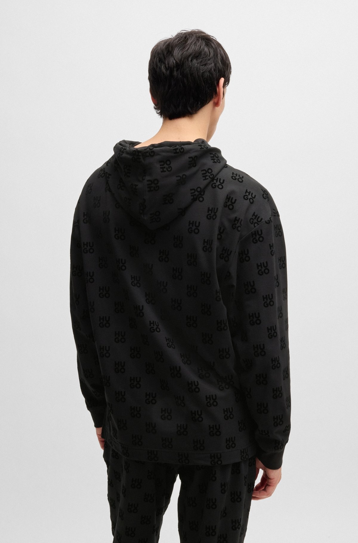RELAXED-FIT HOODIE WITH FLOCK-PRINT STACKED LOGOS - 4