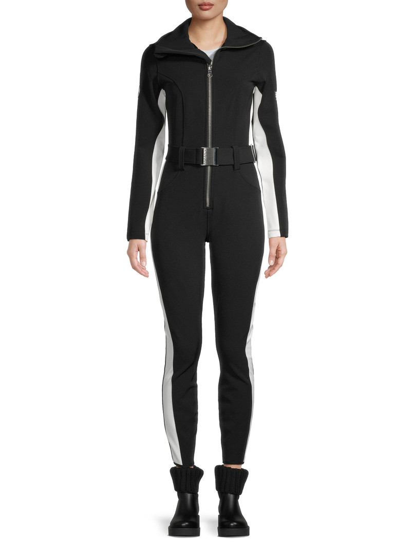 Women's Cordova Belted Stripe Stretch Ski Suit - Onyx 3