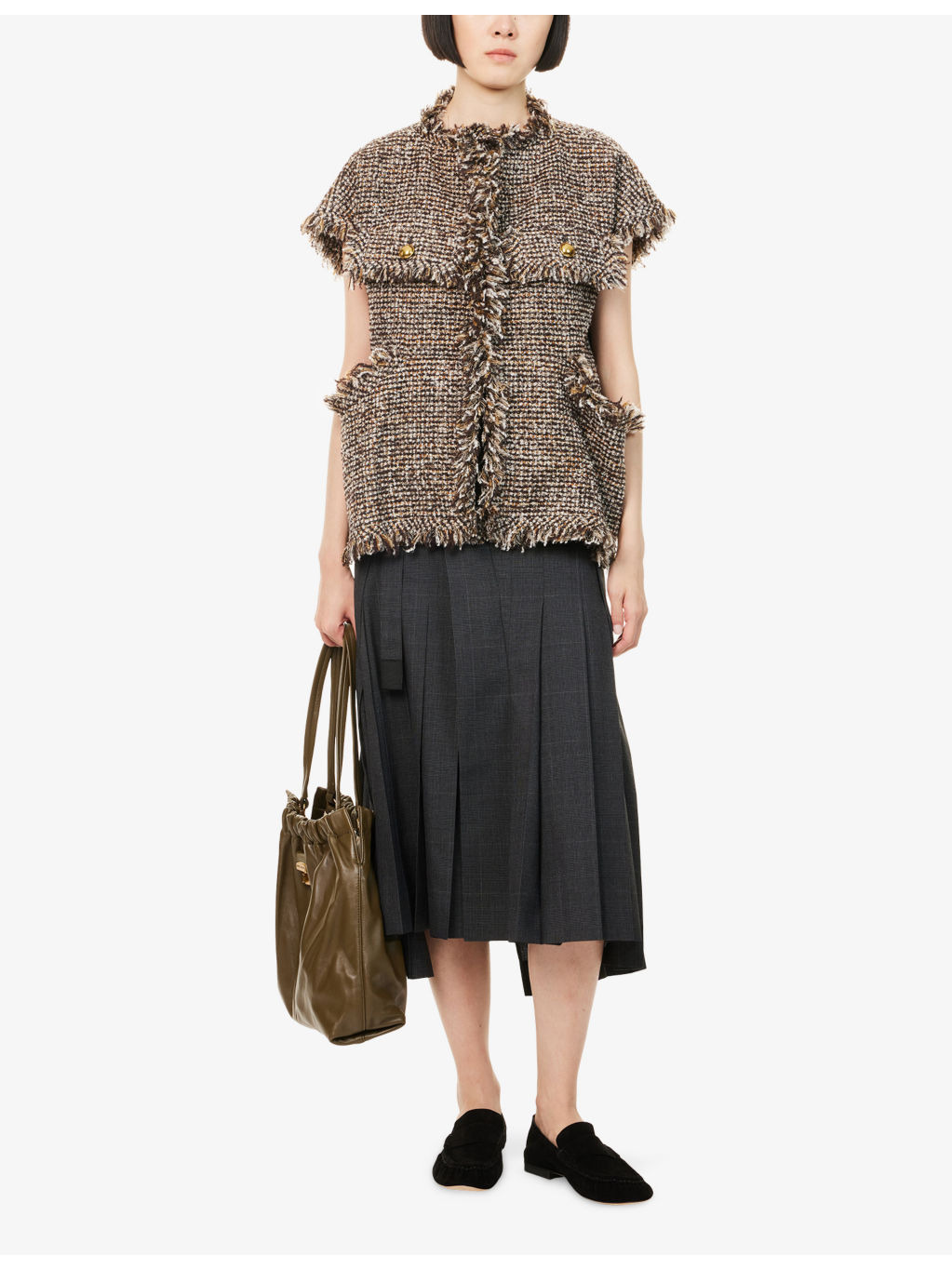 Glen Check Wool Midi Skirt - 2