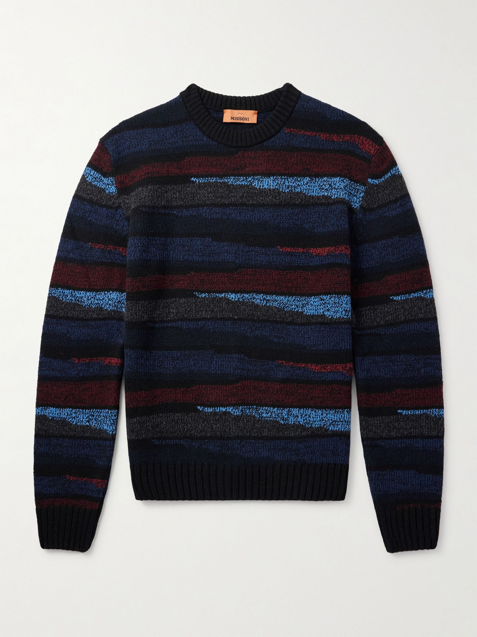 Intarsia Wool Sweater Navy - 1