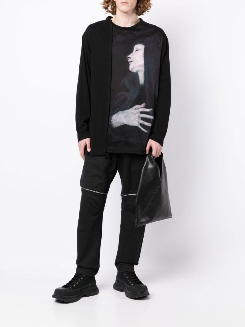 Yohji Yamamoto graphic-print cotton long-sleeve T-shirt outlook