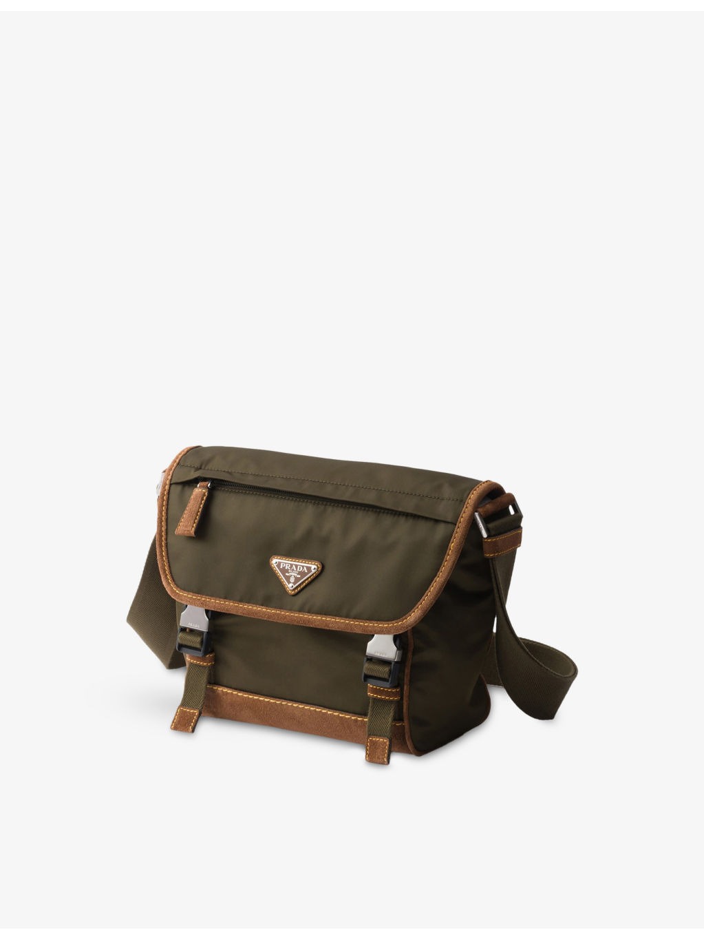 Re-Nylon Medium Woven and Suede Shoulder Bag - 4