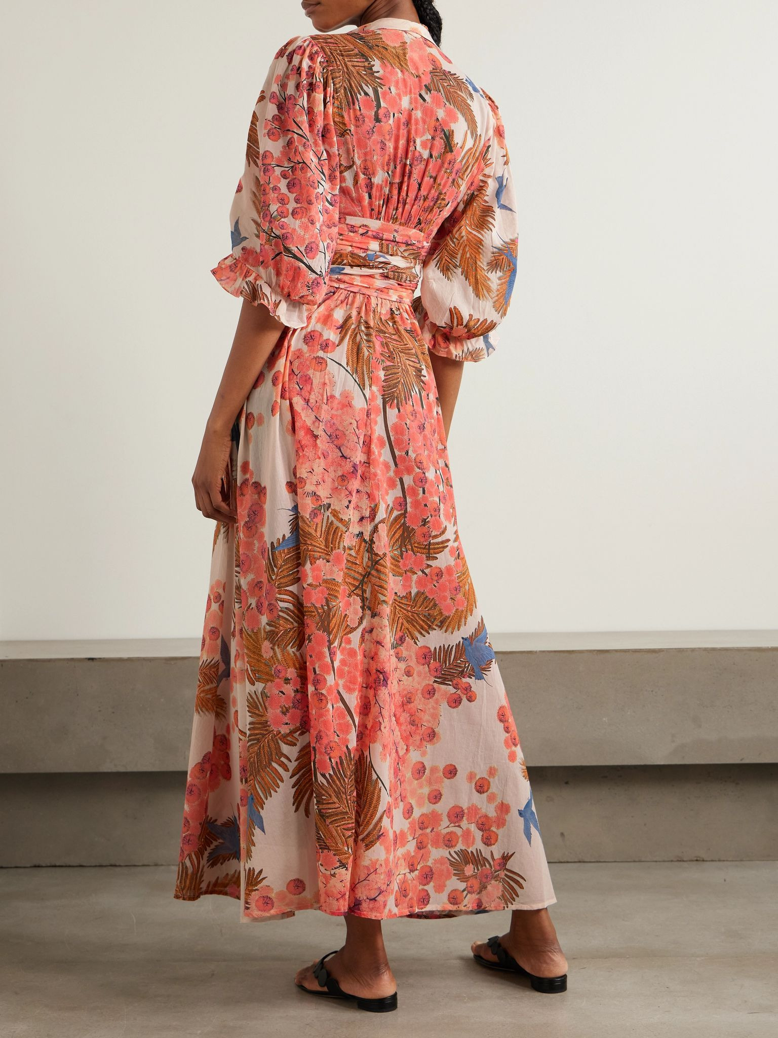 Zorah printed cotton-voile maxi dress Pink - 3