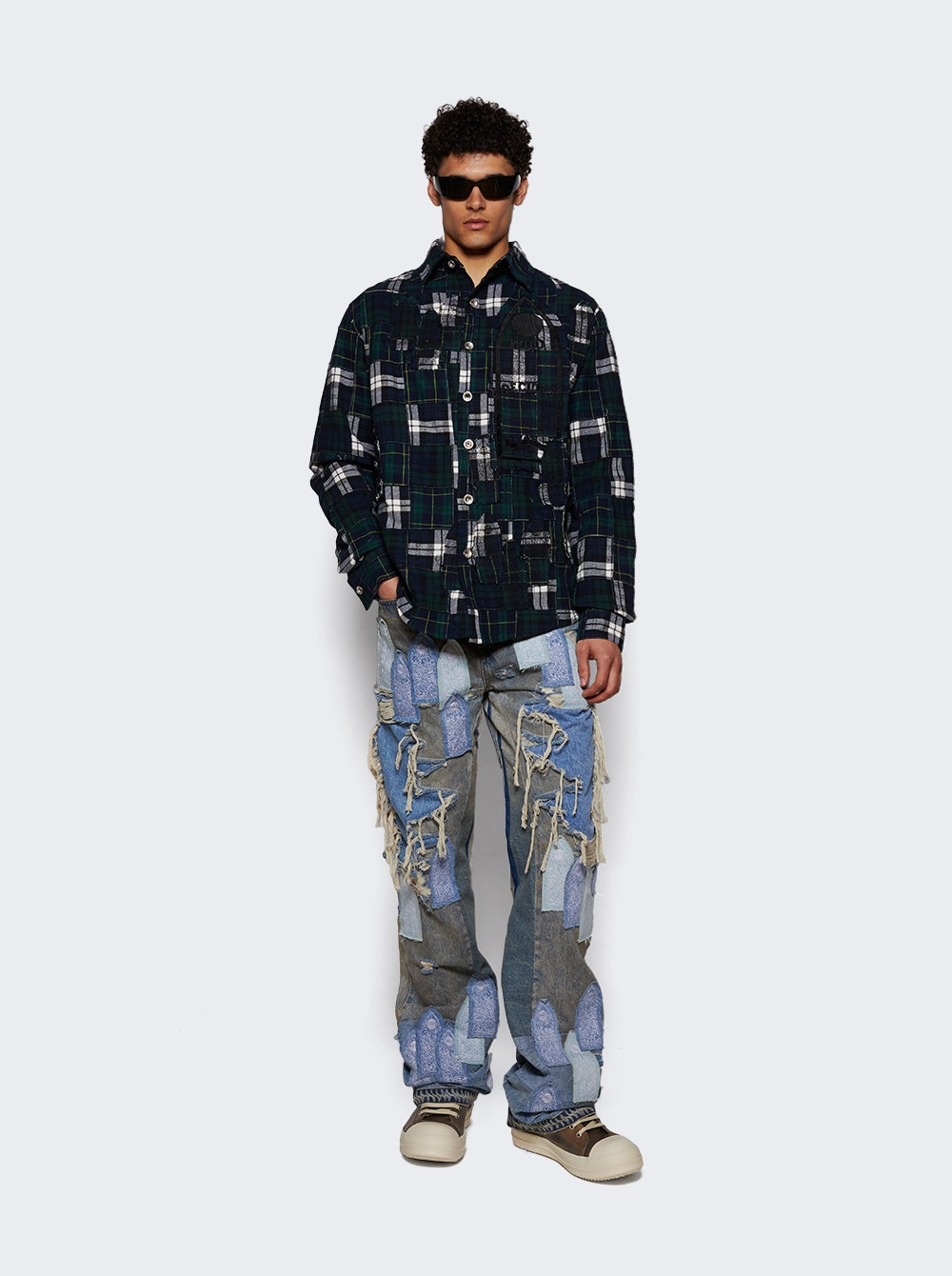 Patched Arch Repaired Blowout Jeans Blue - 5