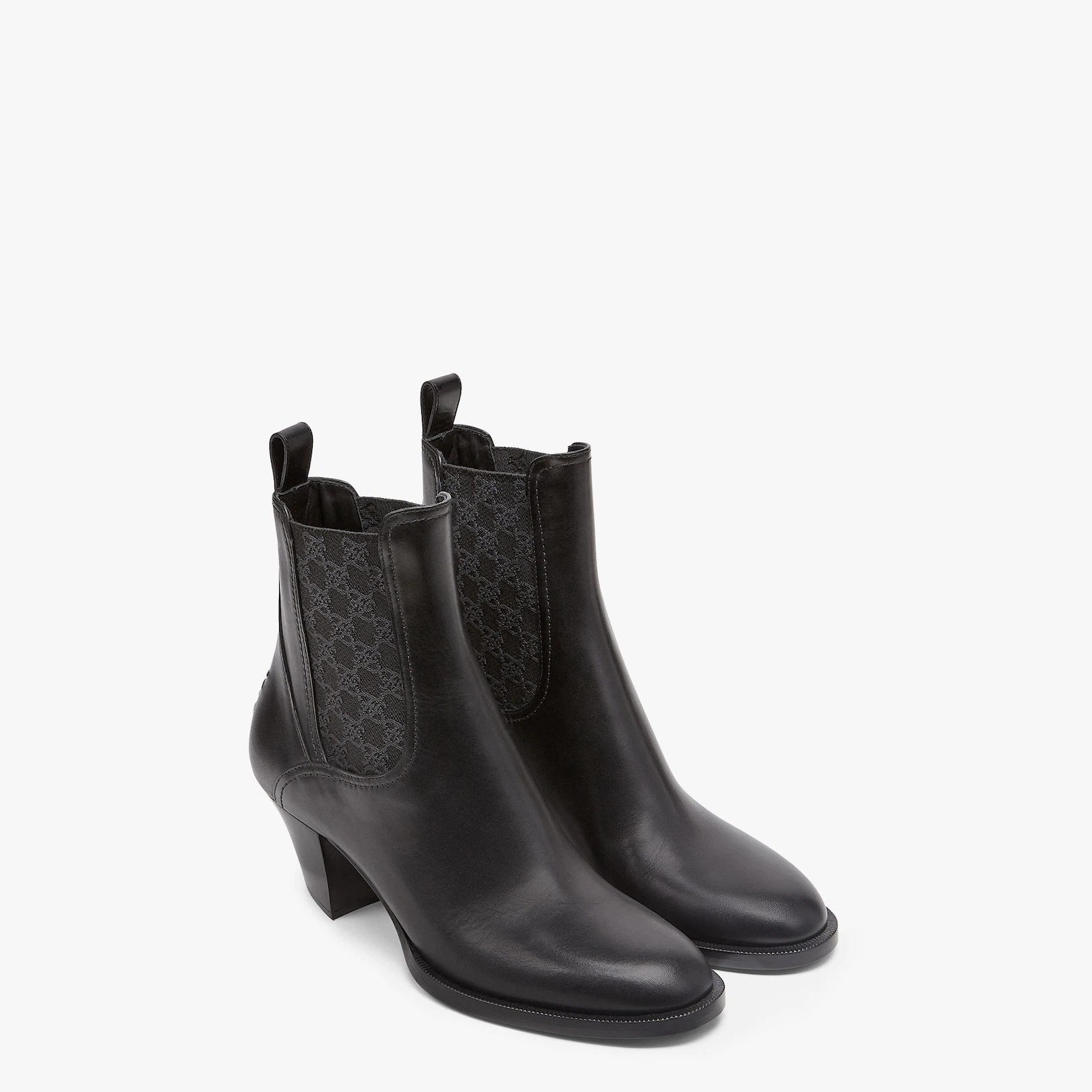 Black leather boots with medium heel - 4