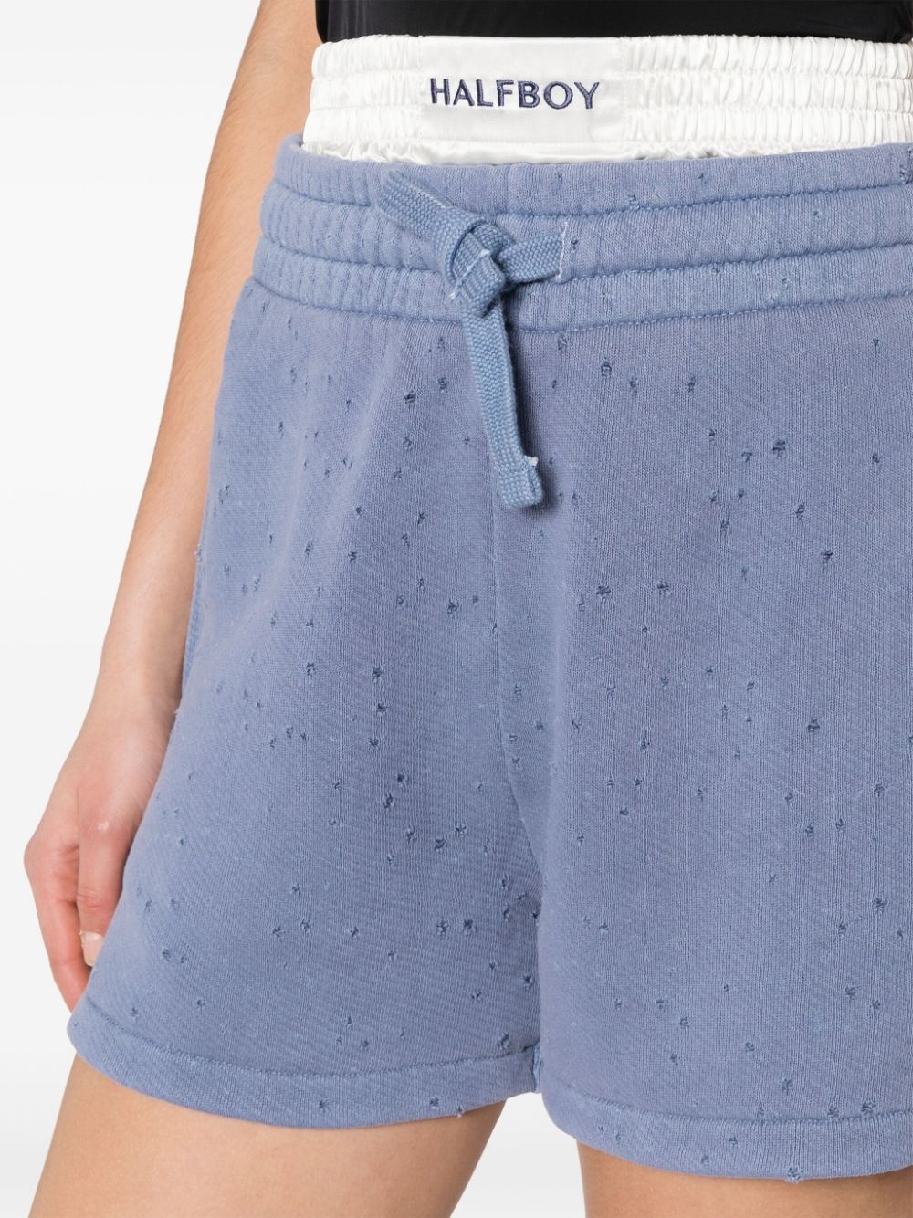 layered distressed cotton shorts - 5