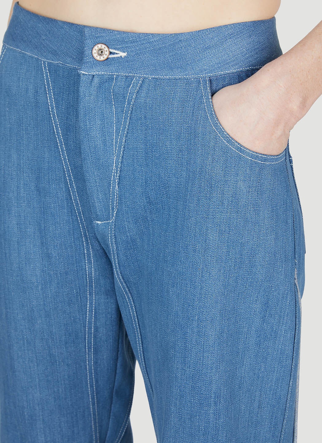 Contrast Piping Jeans - 5