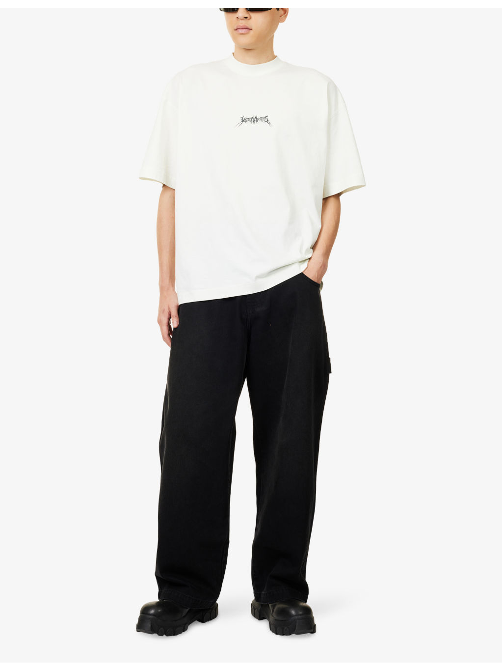 Brand-Patch Wide-Led Denim Jeans - 2