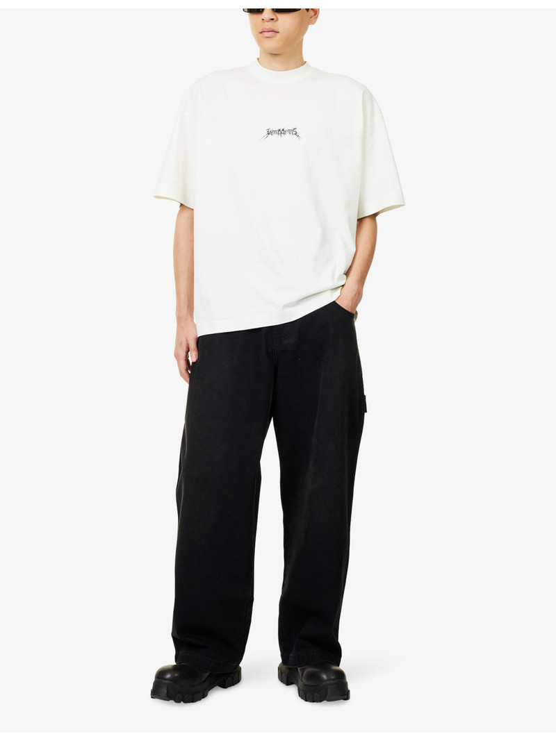 VETEMENTS Brand-Patch Wide-Led Denim Jeans outlook