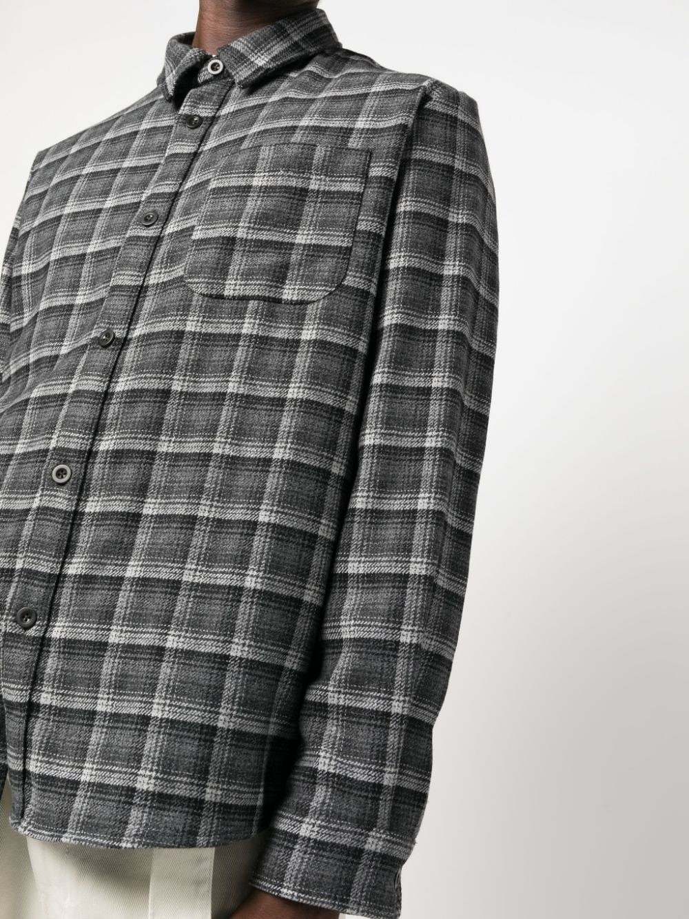 checked wool-blend shirt - 5