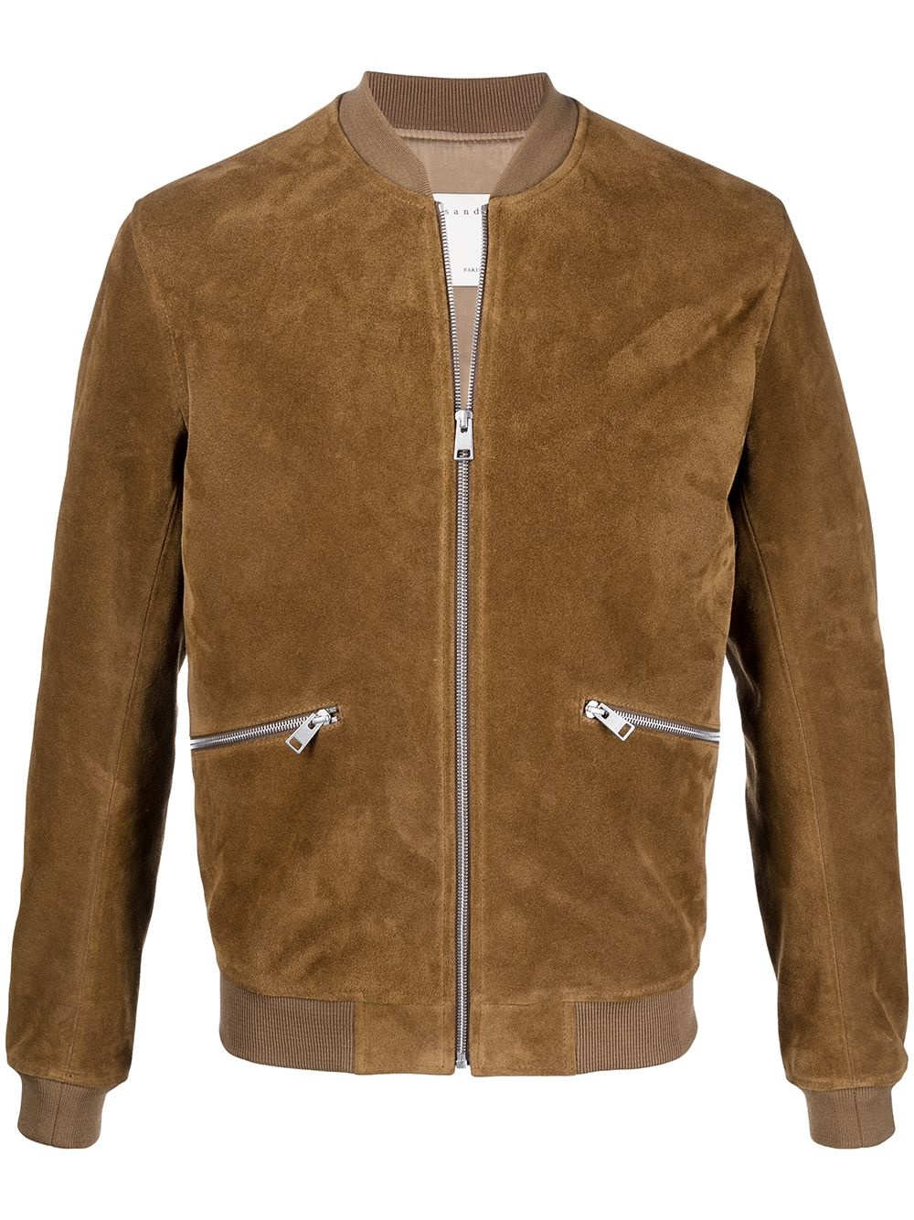 zipped leather bomber jacket - 1