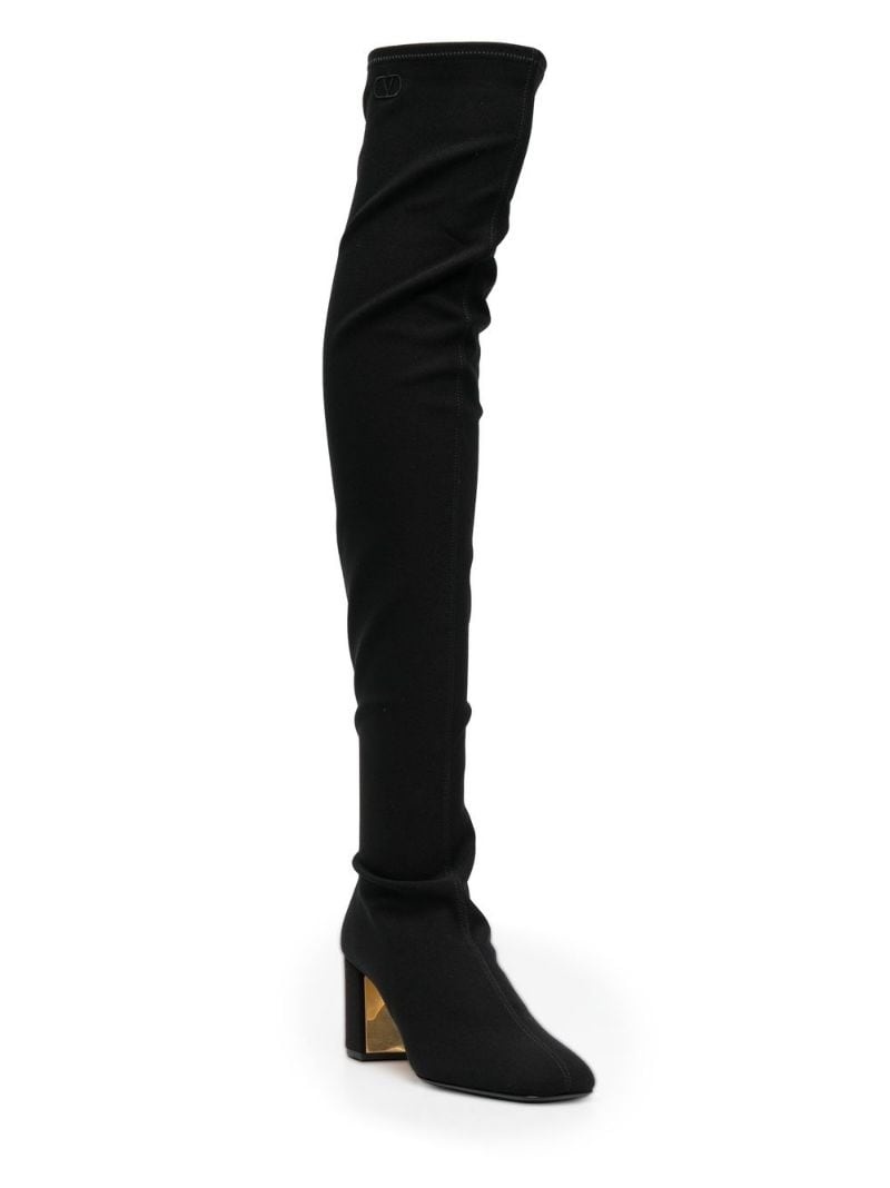 logo-embroidered over-the-knee boots - 2