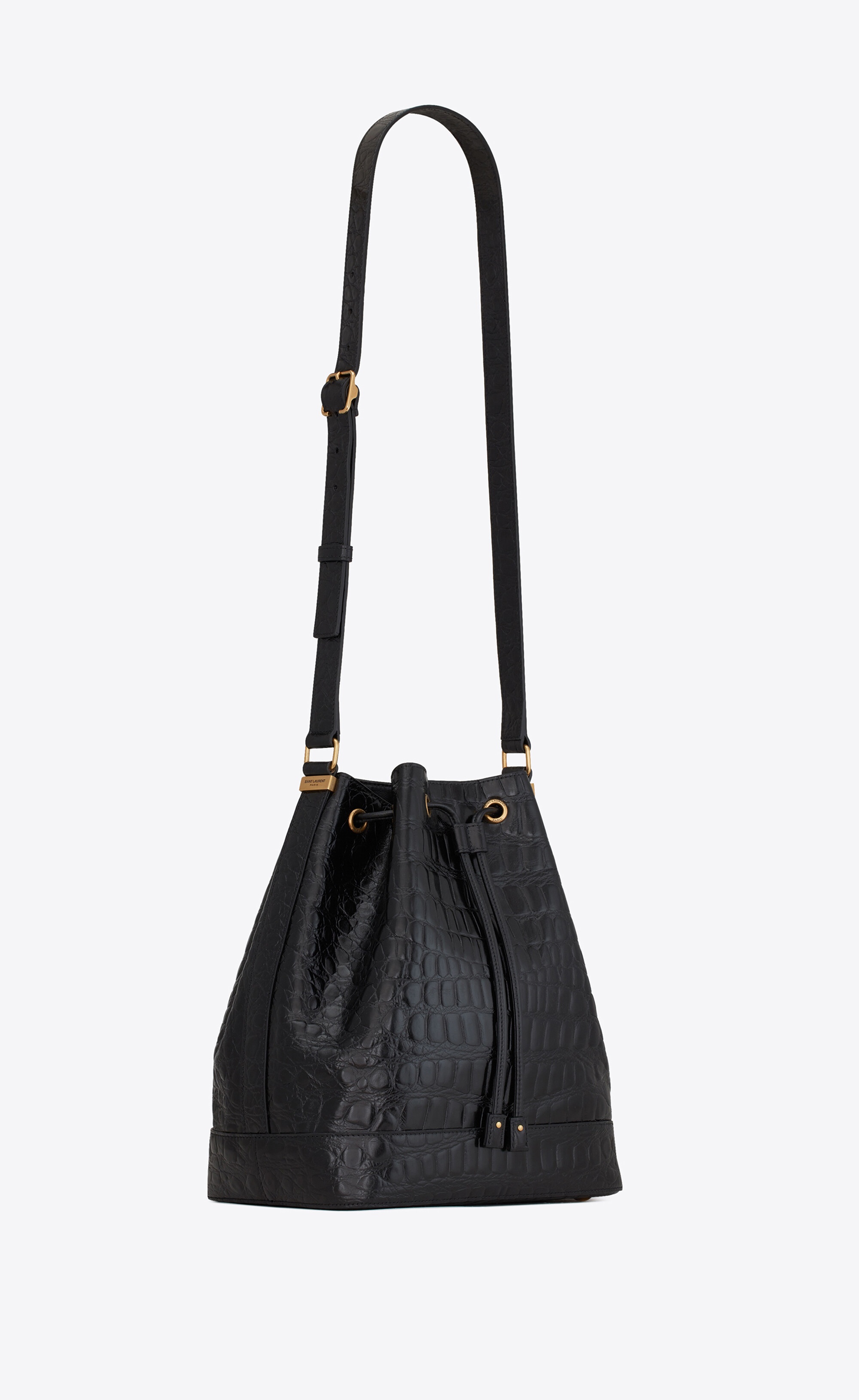 bucket bag in crocodile-embossed lacquered leather - 5