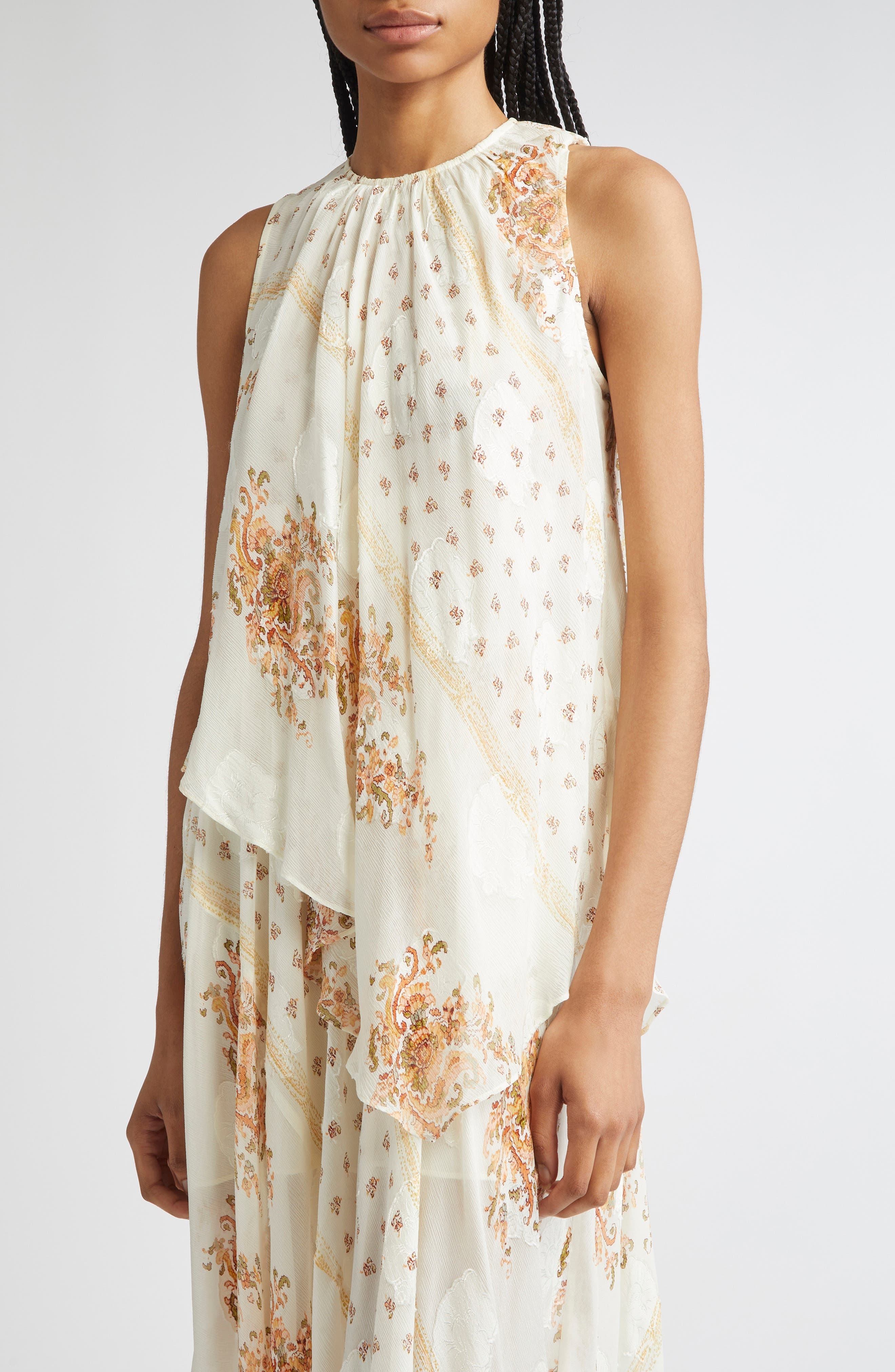 Ulla Johnson Caprice Floral Layered Silk Blend Dress in Alabaster at Nordstrom - 4