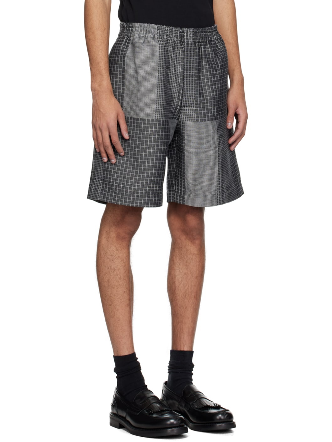Gray Jacquard Shorts - 2
