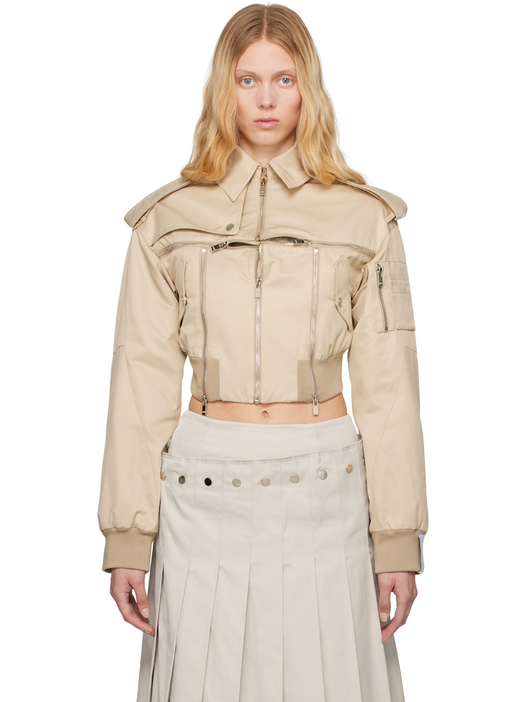 Beige Broken Harrington Jacket - 1